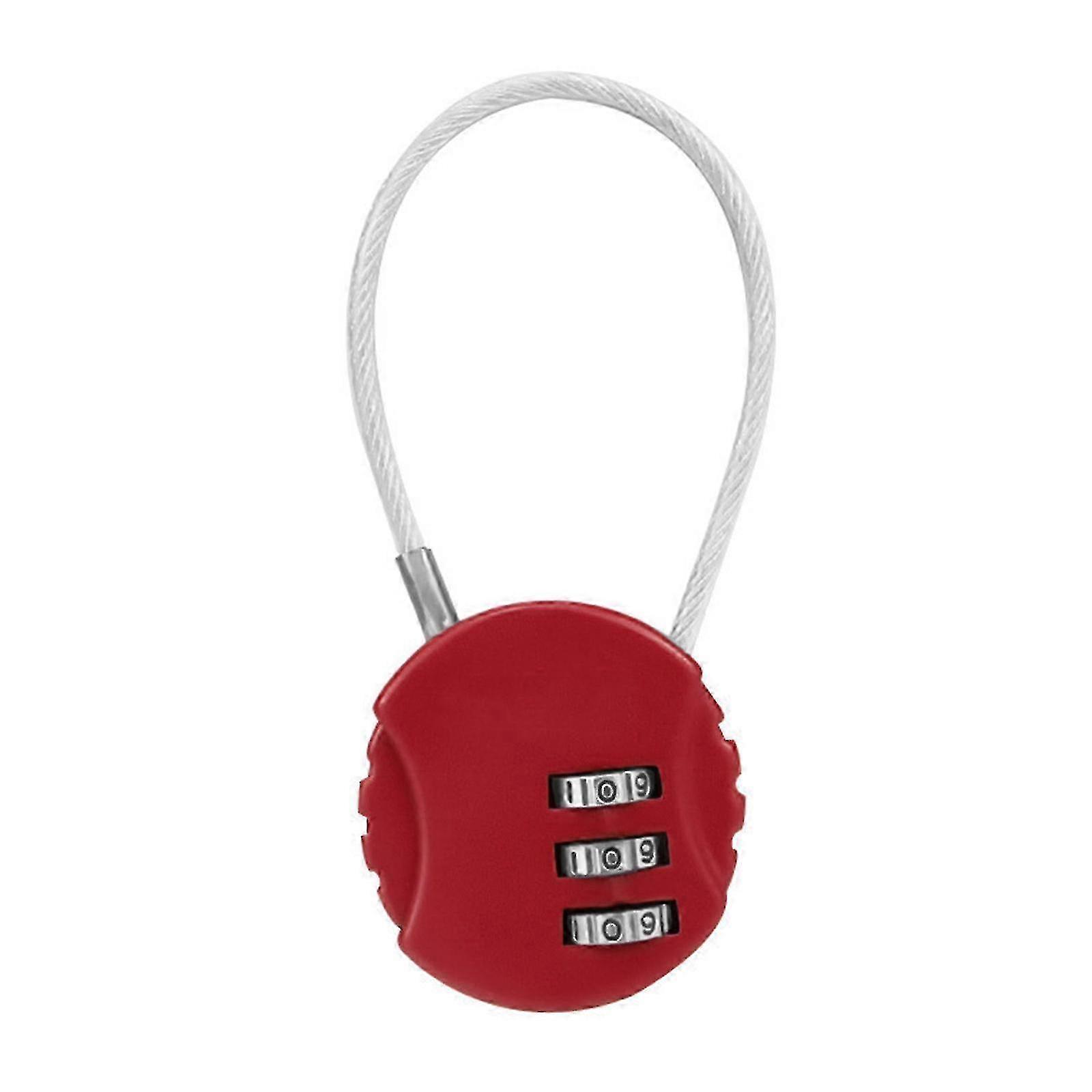 Suitcase Code Lock Cable Combination Travel Cable Lock Anti-theft Lock 3-Digit Helmet Lock Tear Resistant Multi-purpose Red