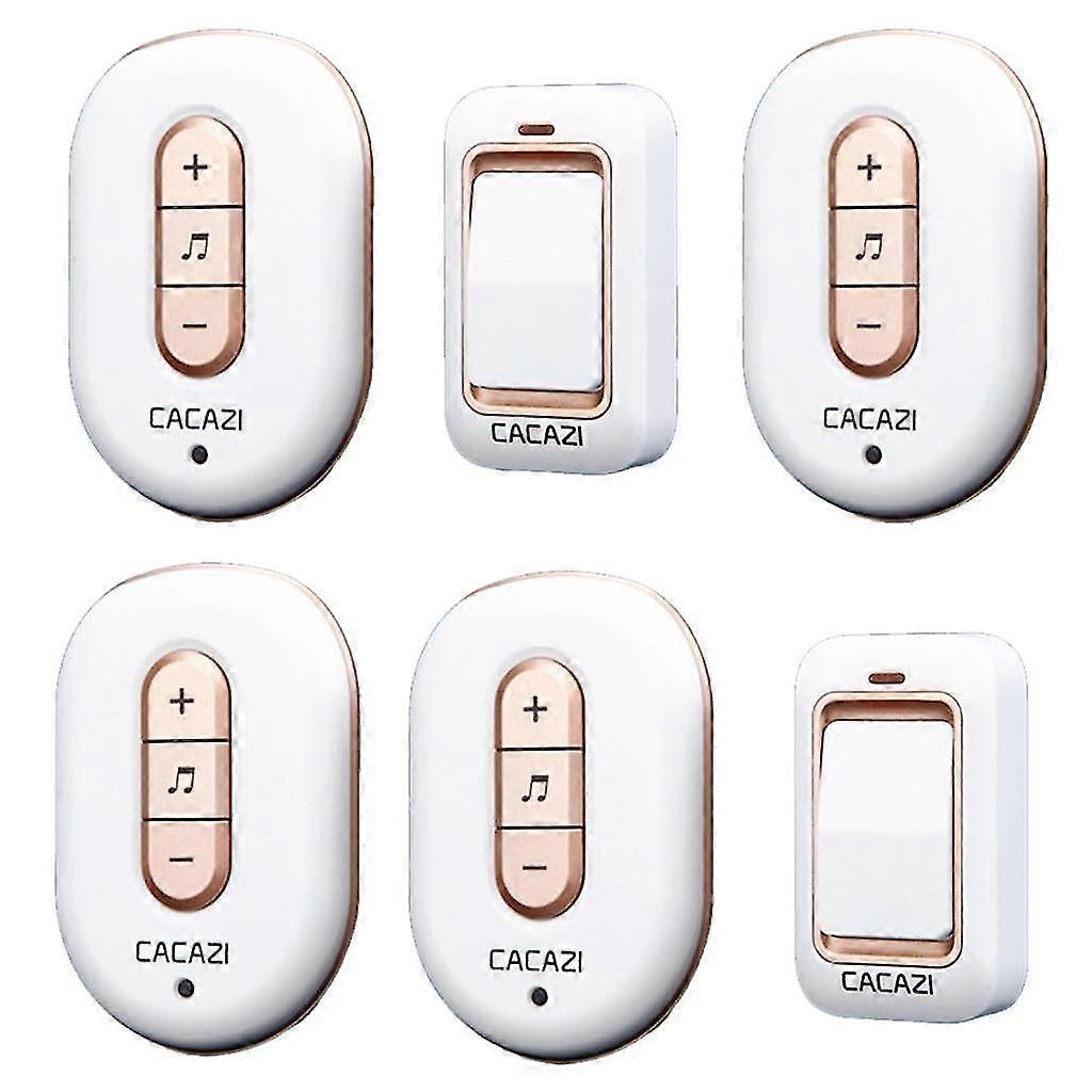 Wireless Doorbell Security Chime 48 Melodies Self-generating Push Receiver 2 To 4