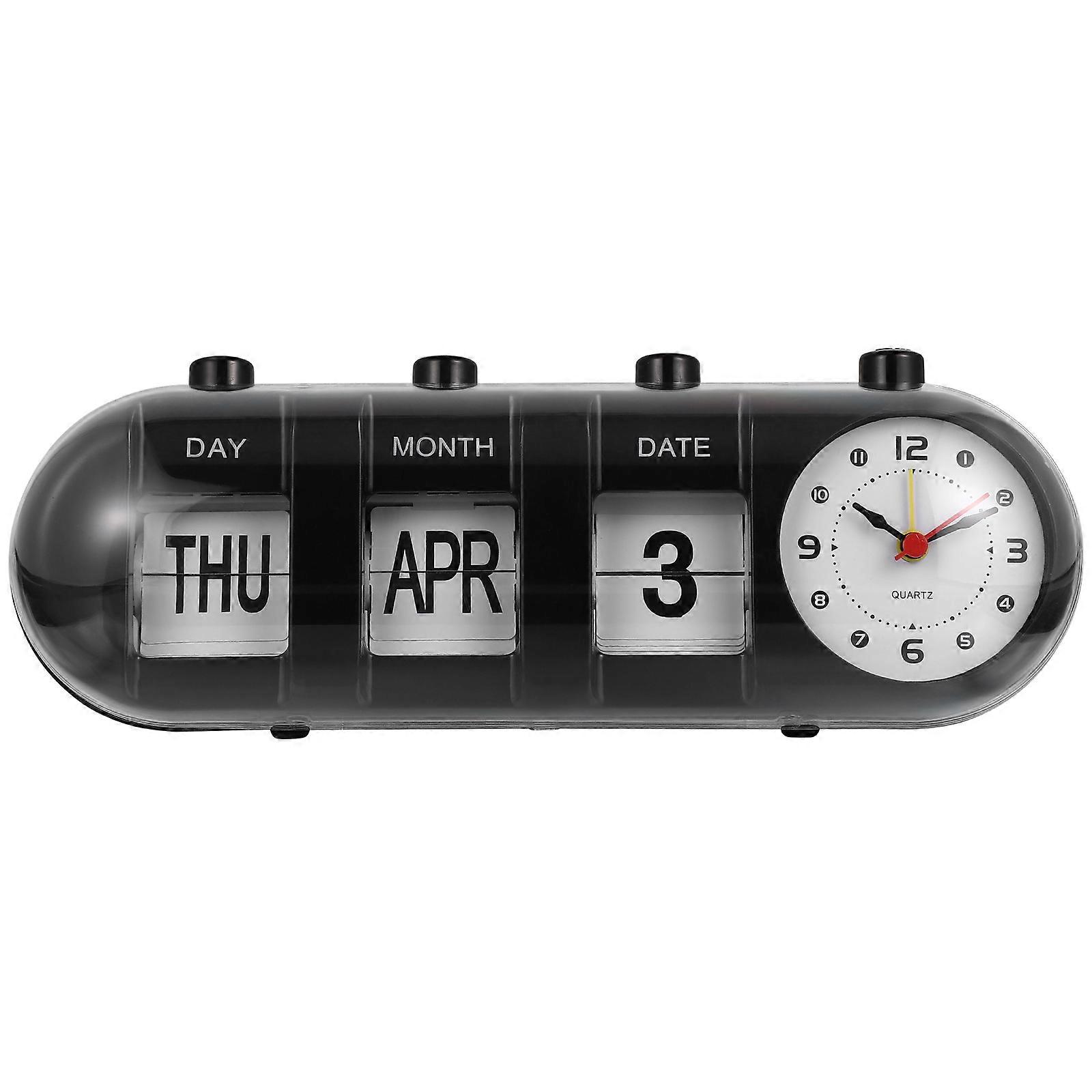1Pc Perpetual Desk Calendar Manual Calendar Home Office Calendar with Clock