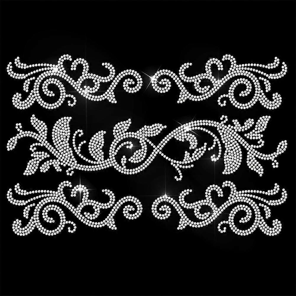 White Rhinestone Iron on Transfer Fringe Leaves Bling Diamond Hotfix Patches for Clothes 11.6"x8.2" Large Iron On Sequin Applique for Jeans Jacket Cap
