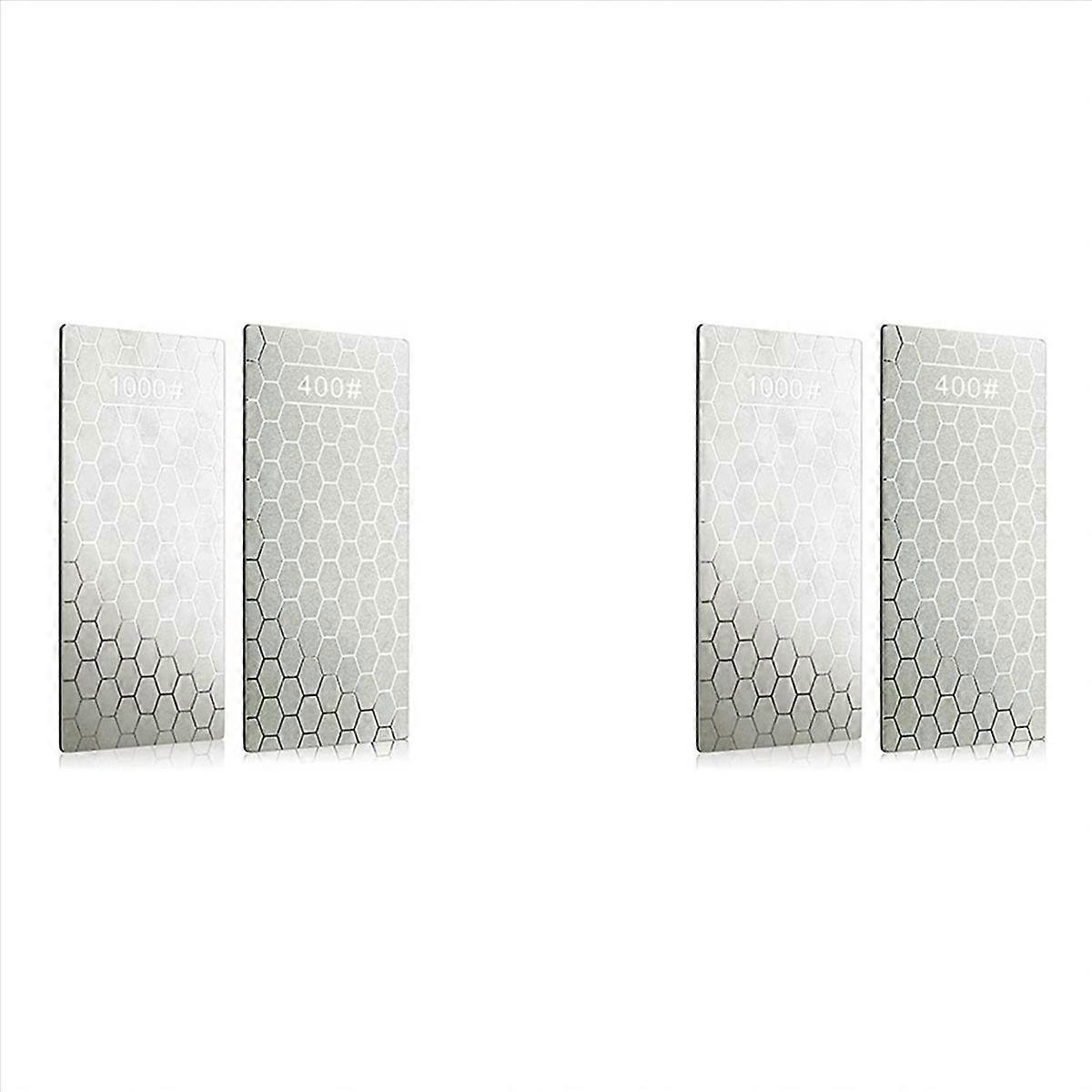 4PCS Diamond Sharpening Stone, Whetstone Honeycomb Diamond Sharpener Plate with Non-Slip Base(400/10