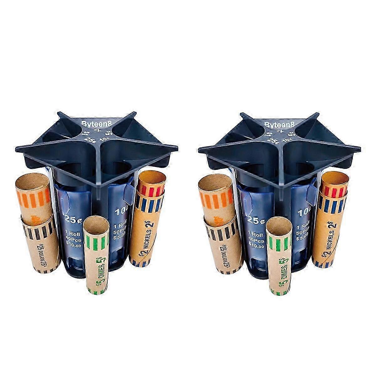 Coin Counter Coin Sorter Tube, 5-In-1 Change Sorter Coin Organizer, Change Counter Machine Coin Roller