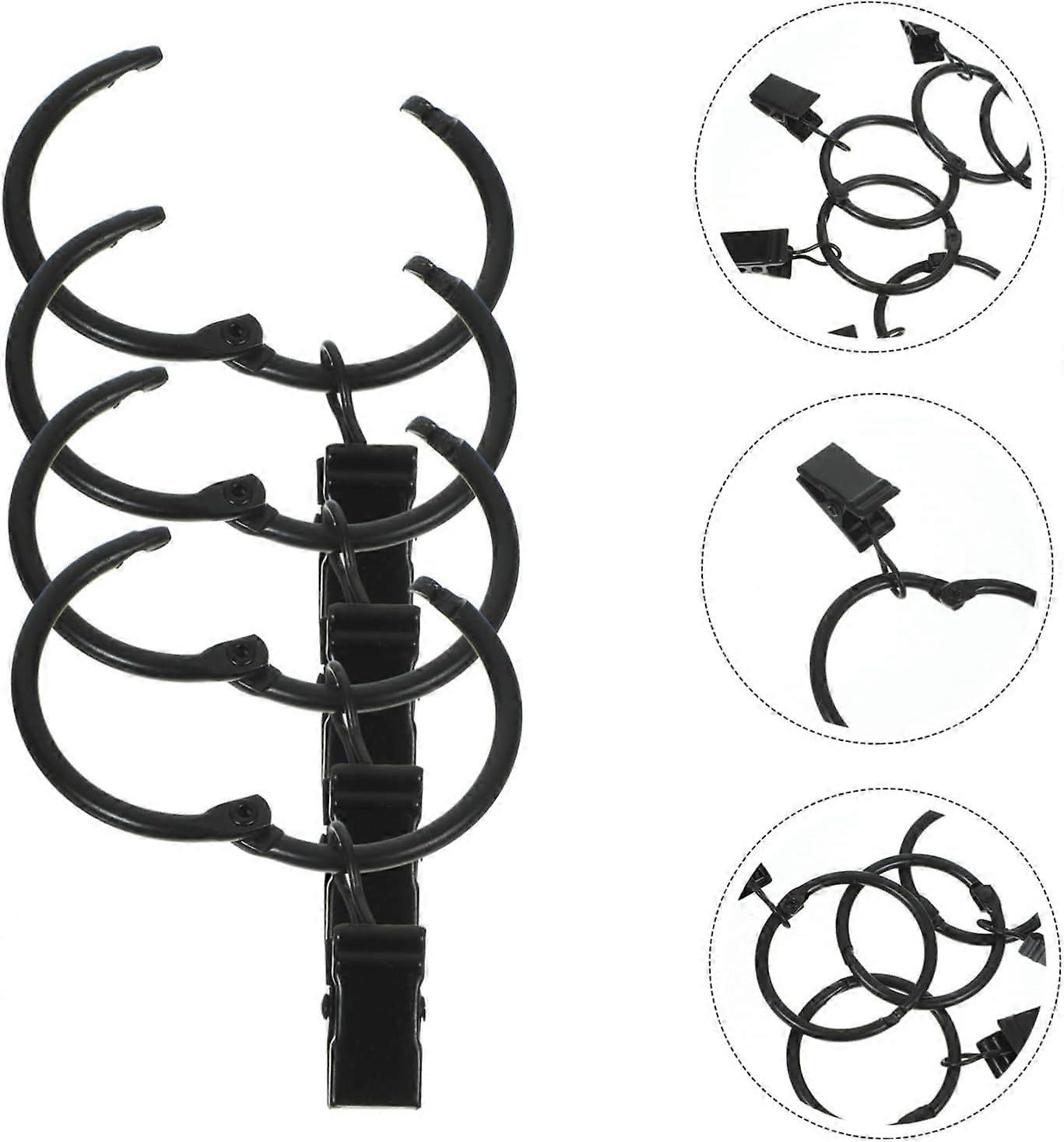 50pcs Curtain Clips for Drapes and Shower Curtains, Removable Design, Inner Black