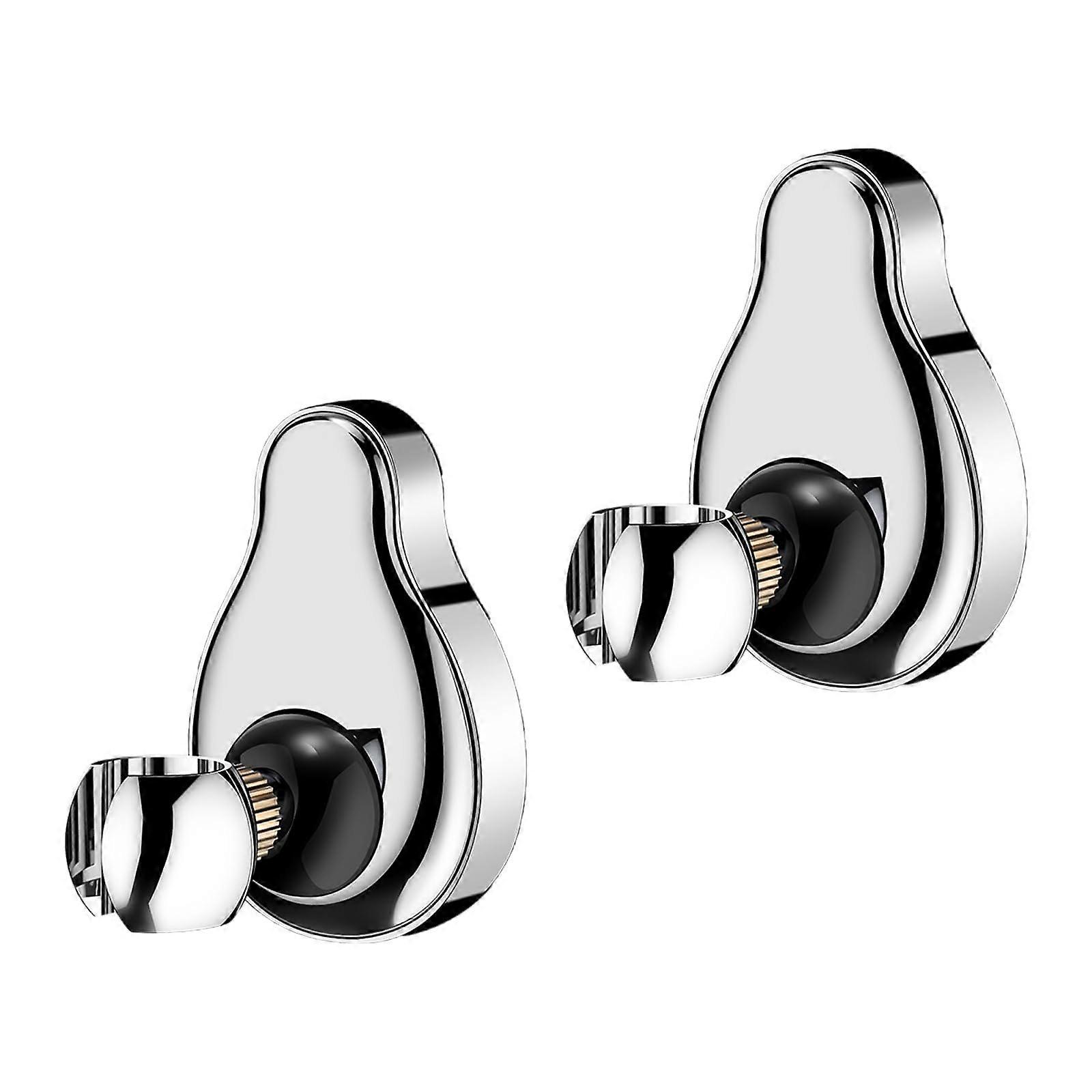 2 Pack Adjustable Shower Head Holder No Drilling Self Adhesive Bathroom Wall Mount Silver