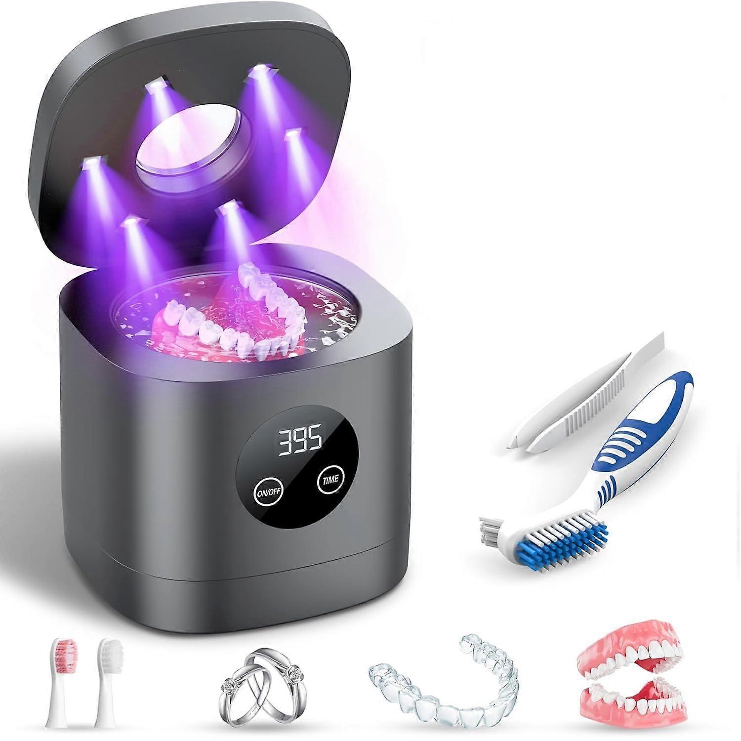 Ultrasonic Retainer Cleaner Machine, 52kHz Ultrasonic Denture Cleaner for Night Guards, Braces