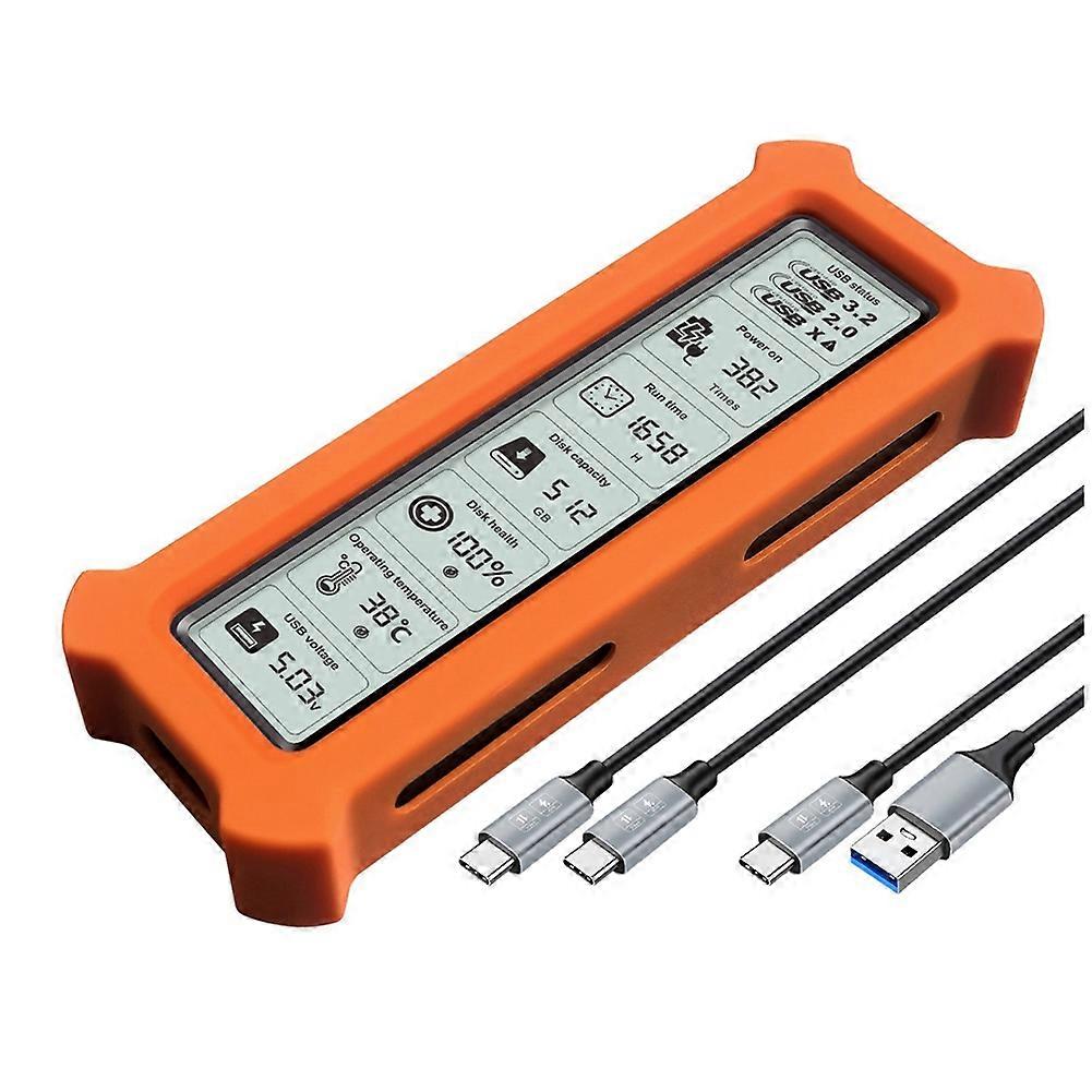 M.2 NVME SATA Dual Protocol SSD Enclosure with Display Screen USB Type C SSD Adapter for NVME SATA SSD Disk Box B