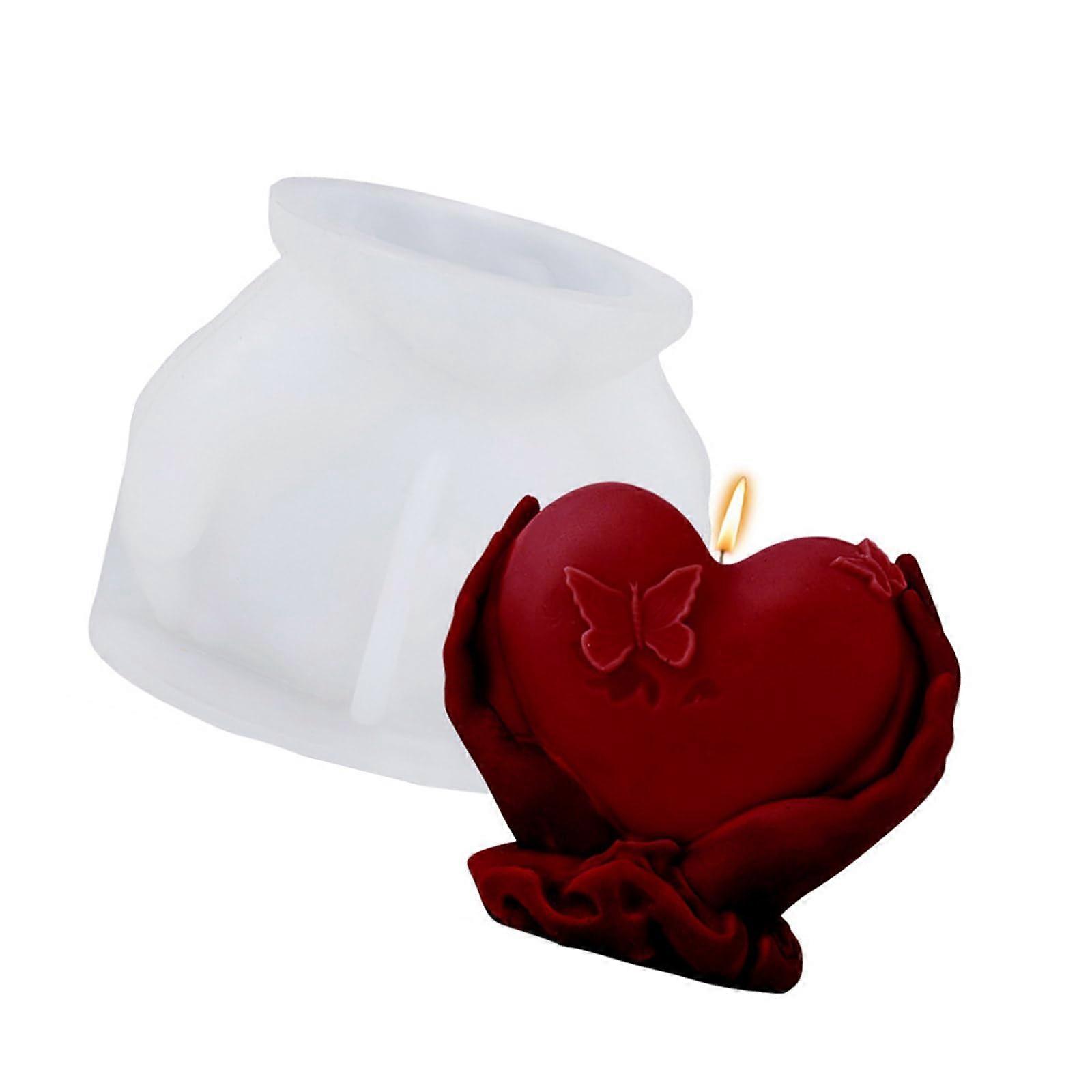 Heart Silicone Mold with Butterfly Design for Soap, Resin, Epoxy and Plaster Crafts