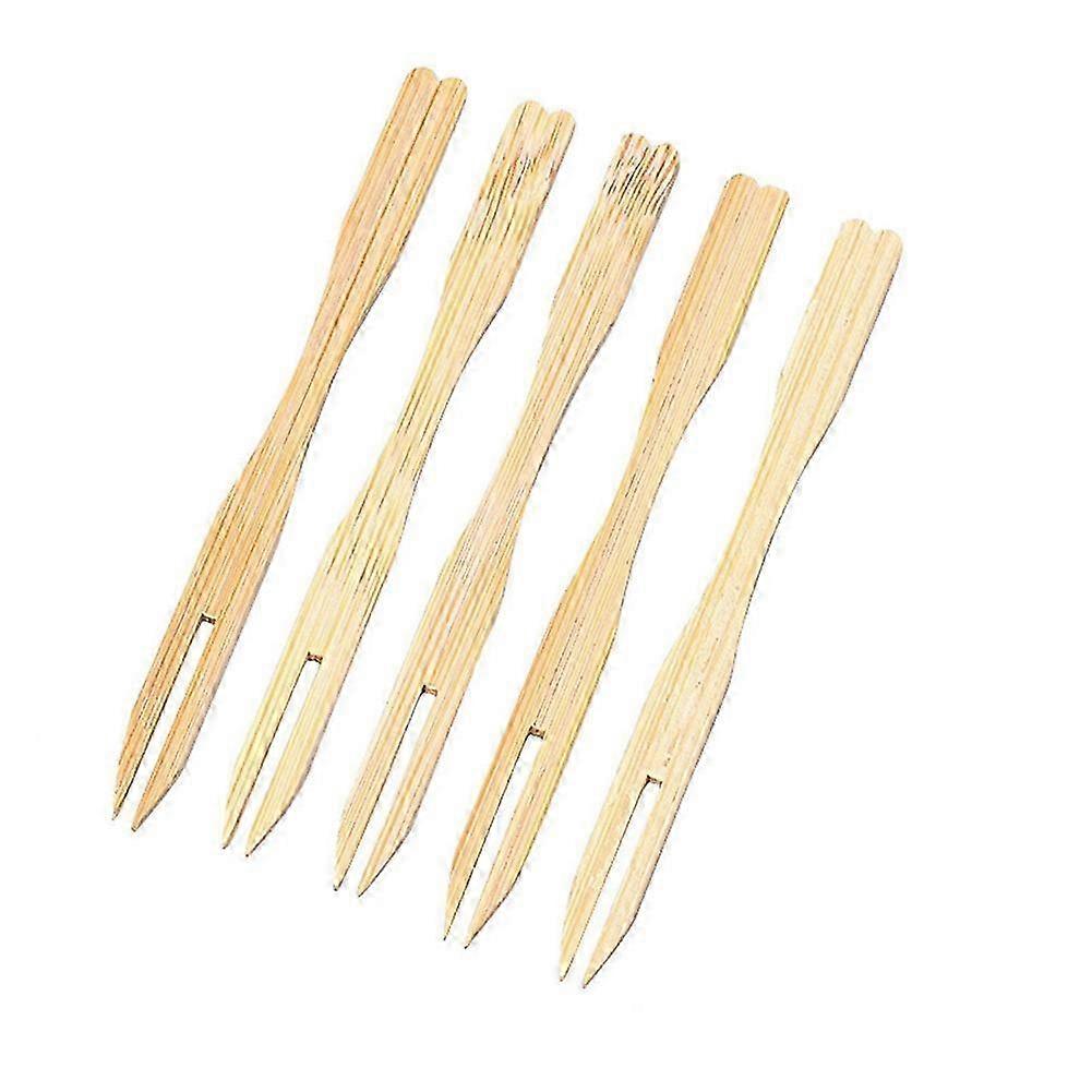 500Pcs Mini Bamboo Forks 3.5 Inch Disposable Appetizer Forks