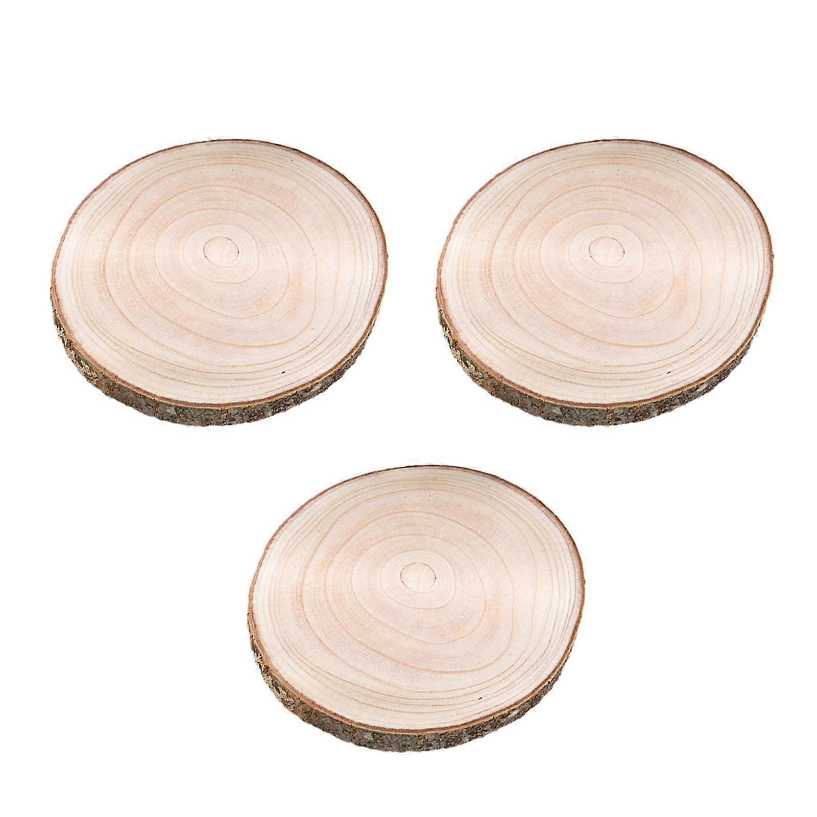 Pack of 3 Natural Wood Growth Slices Featuring Unique Grains for Craft Projects and Home Decoration Multicolor