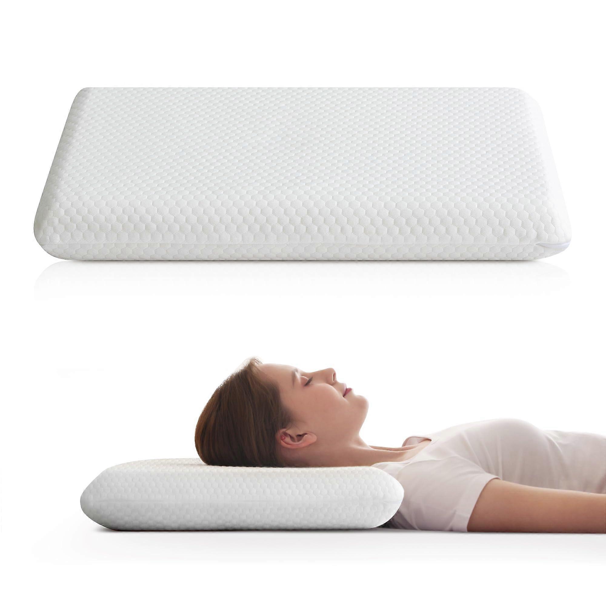 Ultra Thin Pillow 2.75' Profile for Back and Stomach Sleepers, Cooling Gel Memory Foam King