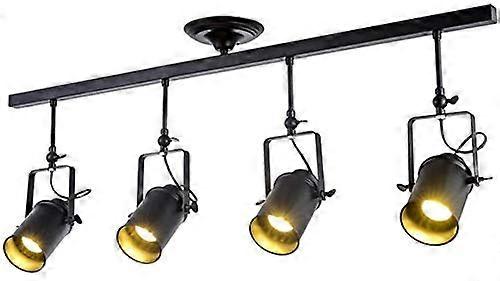 4Light Rotatable Track Lighting Kit with Adjustable Ceiling Spotlights, E27 LED for Kitchen and Office