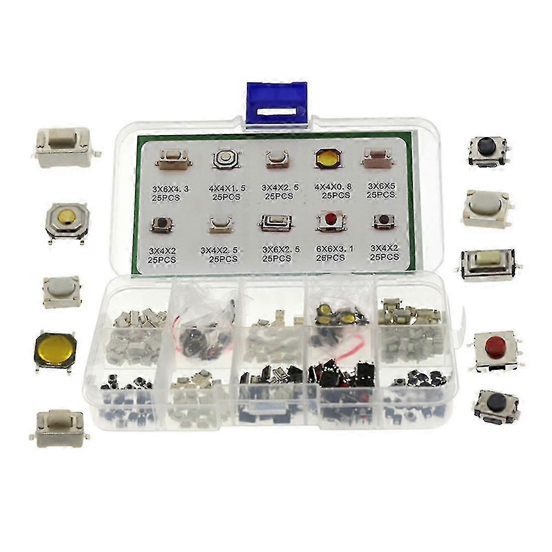 250-Piece Component Package for Tactile Button Switches in Car Remote Control Key Repair