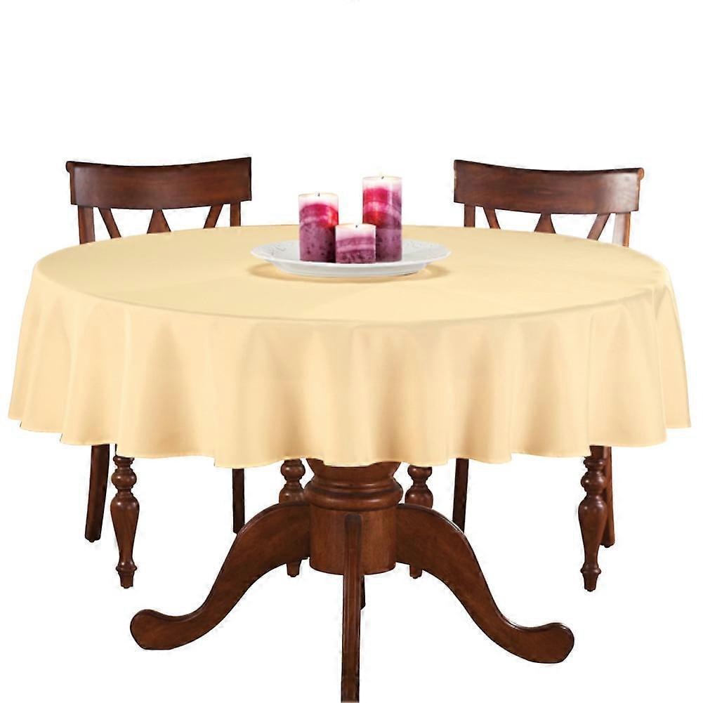 Collections Etc 70 Inch Round Solid Colored Tablecloth, 100% Durable Polyester, Yellow