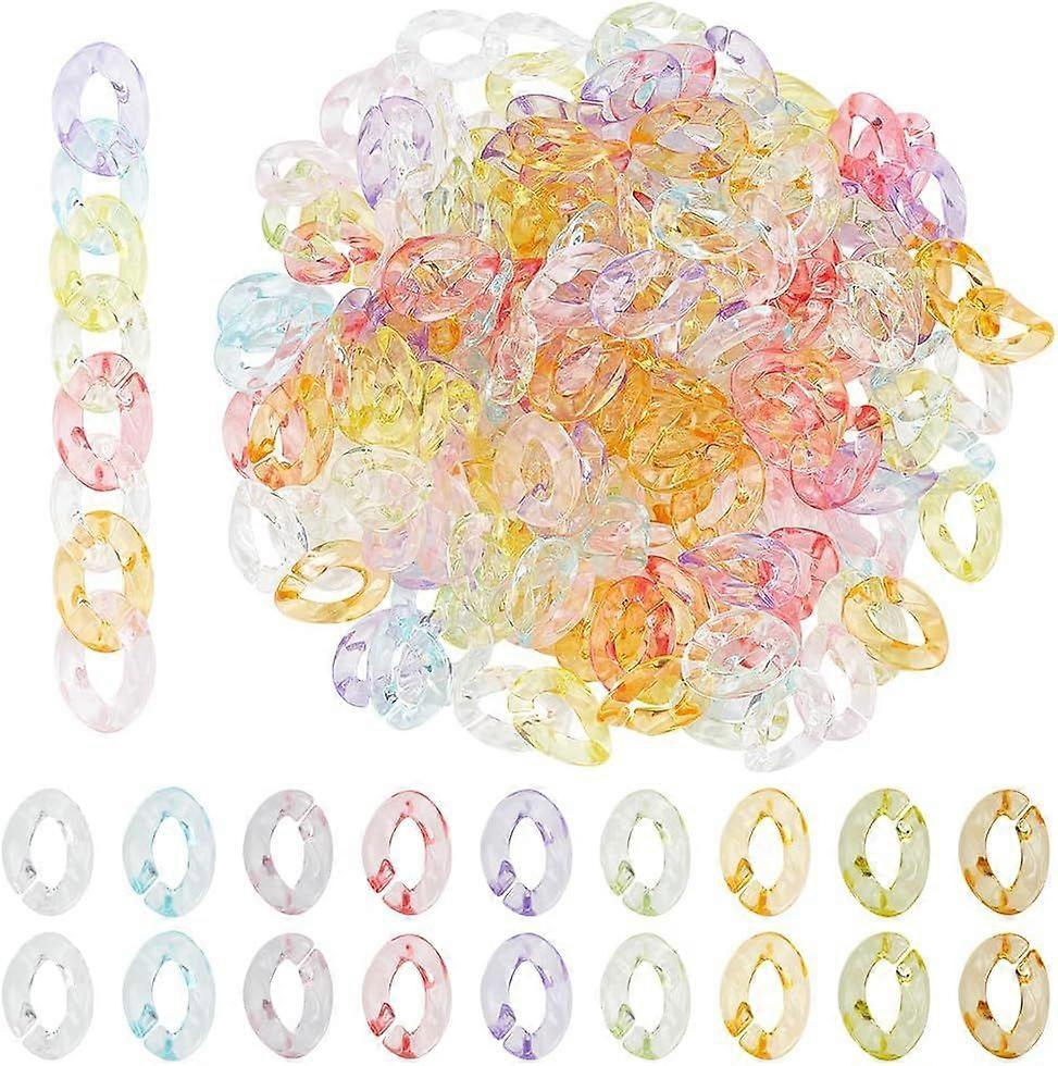 240pcs Acrylic Linking Rings 8 Colors Transparent Quick Link Connectors Twisted Oval Open Linking Rings for for DIY Bracelet Purse Strap Eyeglass Jean