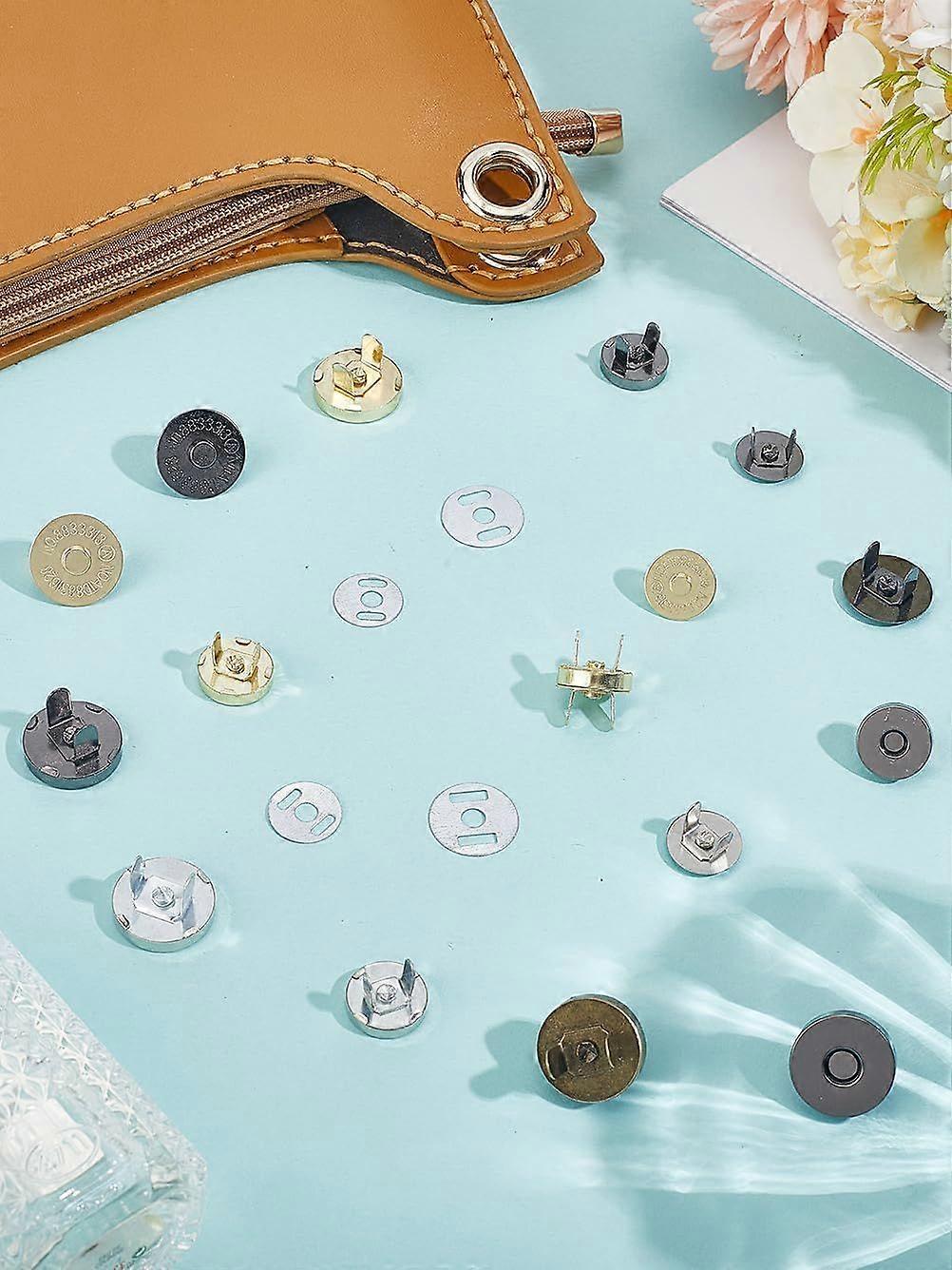 32Pcs 14mm/18mm Iron Button Clasps Mixed Color Snaps Fastener Clasps DIY Craft Sewing Buttons for Sewing Craf Purses Bags Clothes Handbag 14~18mm