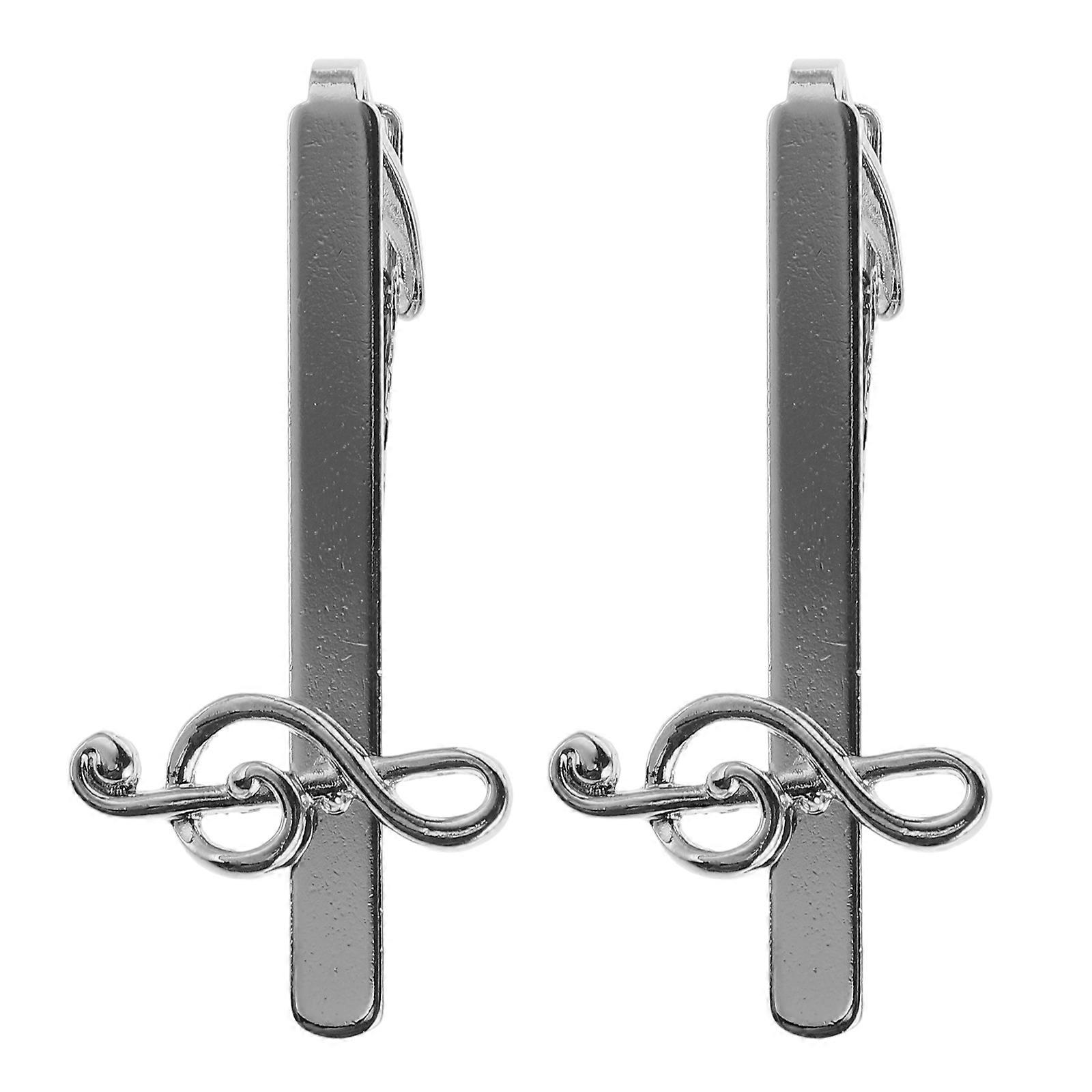 Copper Music Note Tie Clips for Men 2Pcs Formal Necktie Accessories
