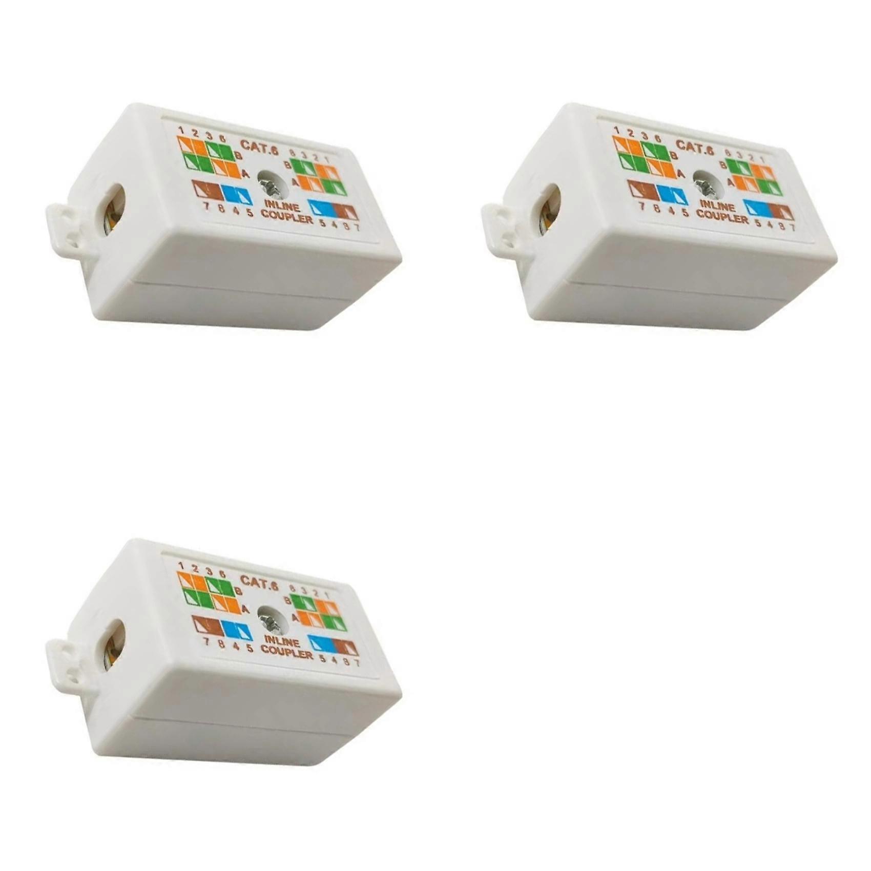 3X RJ45 Cat6 Junction Box for Ethernet Networking Cable Connection Accessories
