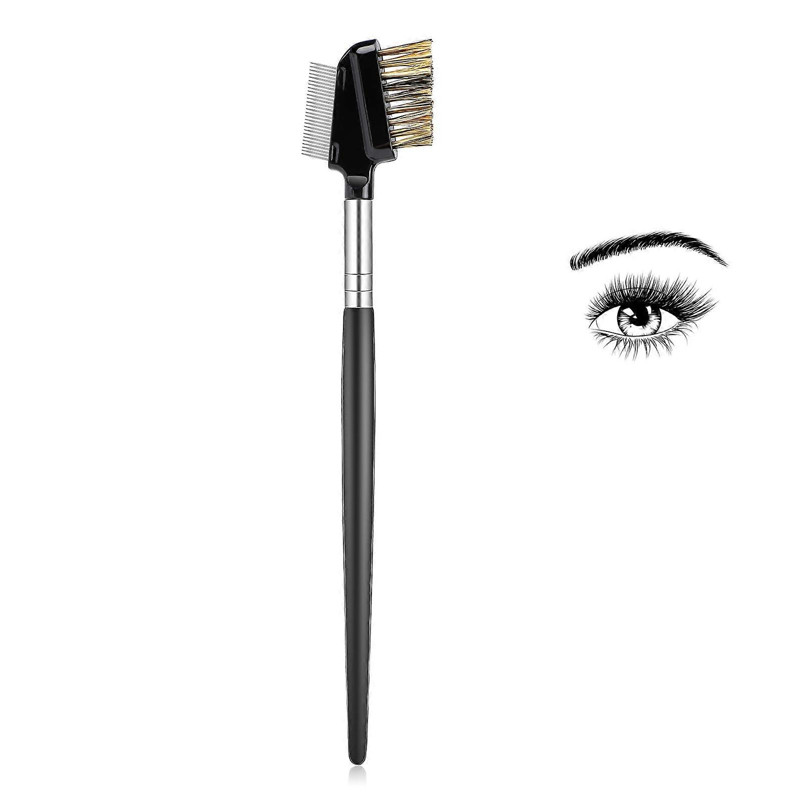 Metal Eyelash Comb with Wooden Handle, Reusable Lash Separator for Clump Mascara and Brow Grooming