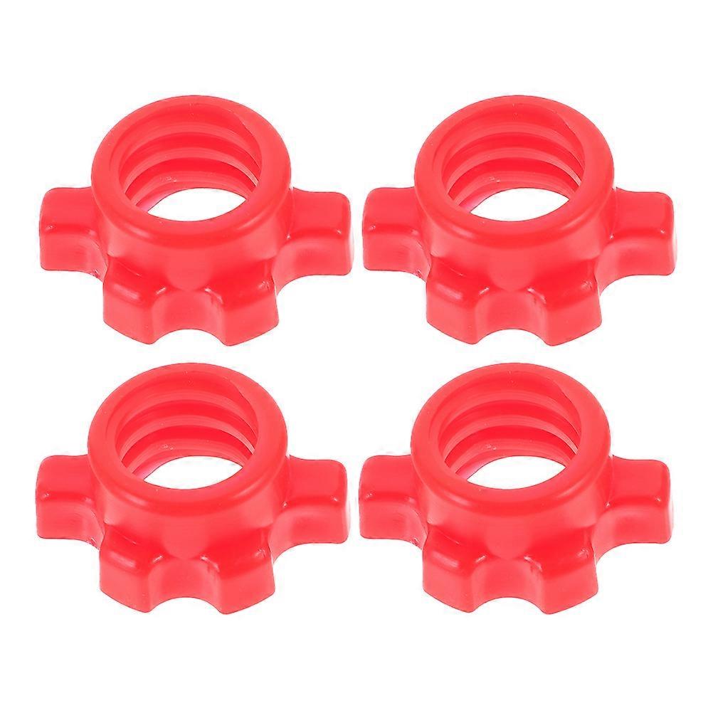 Barbell Clamps for Fixation Easy Installation and Secure Fit Red PE Material 4 Pieces