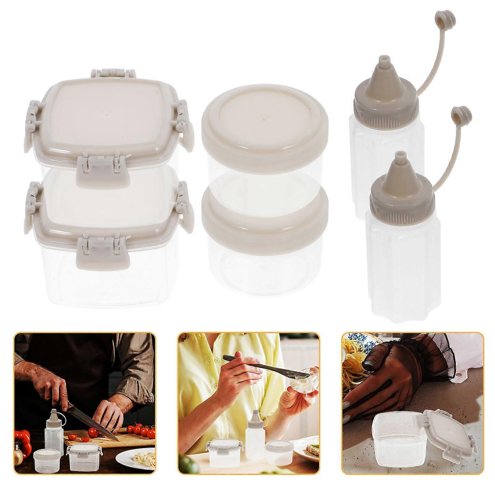 12Pcs Sauce Storage Box Set for Kitchen Use with Light Grey Bottles