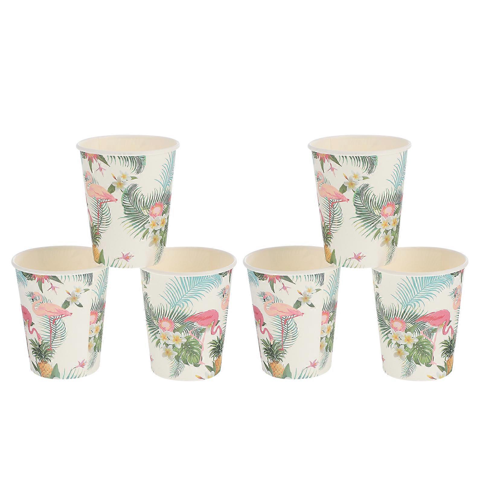 Hawaiian Paper Cups Flamingo Printed Disposable Cups for Party Use 72Pcs