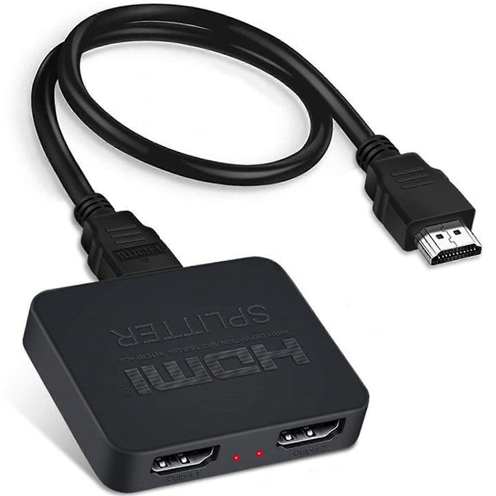 HDMI Splitter 1 In 2 Out For Dual Monitors Mirror Display 4K USB Powered Plug And Play PC Mac Streaming Devices