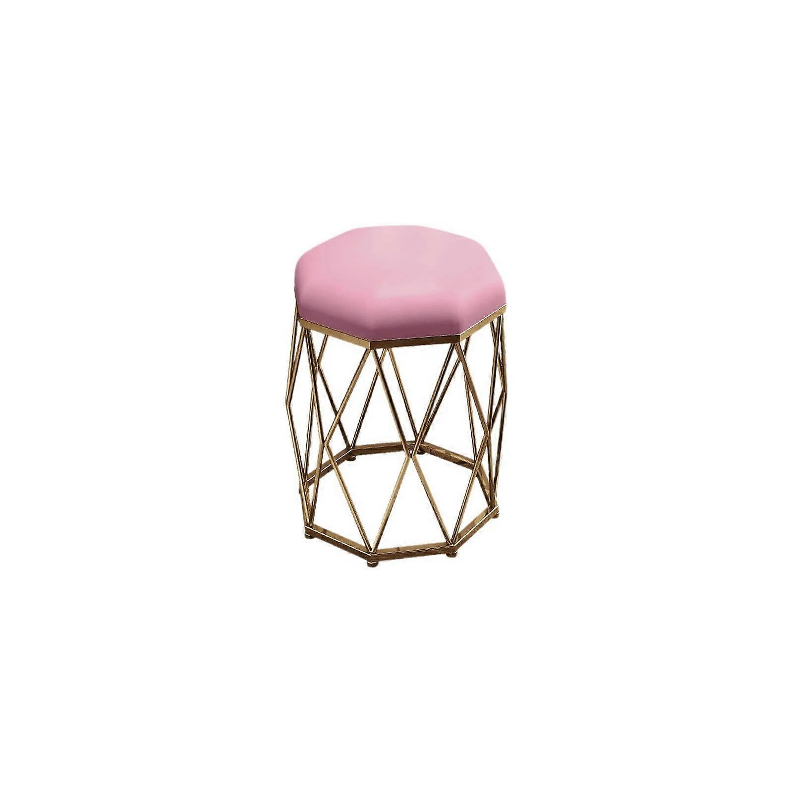 Modern Red Makeup Stool with Stable Wrought Iron Frame for Bedroom and Vanity Use