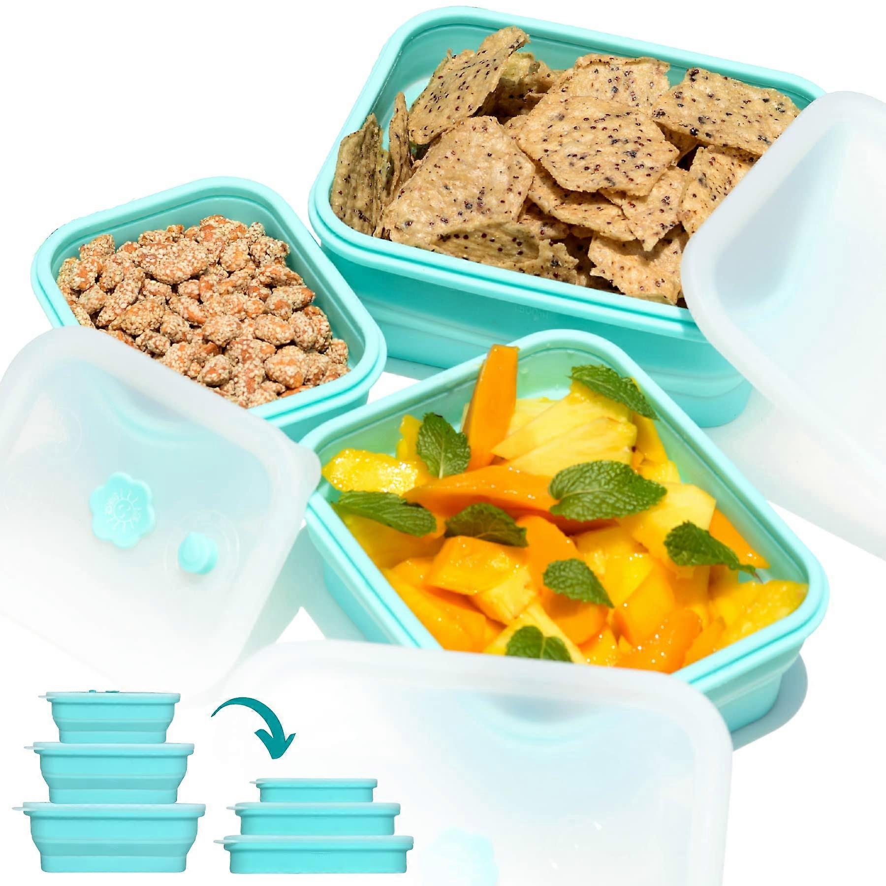 Collapsible Airtight Food Storage Containers Set BPA  Microwave Freezer Safe Rectangular