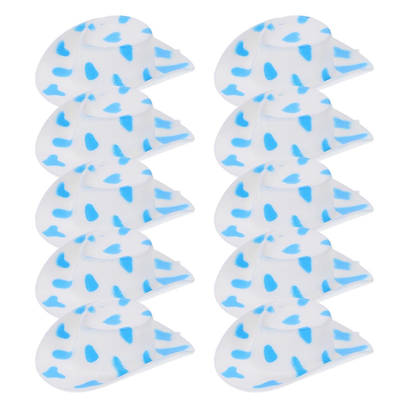 Mini Cowboy Hat Blue Plastic for Party Decoration 10Pcs Set