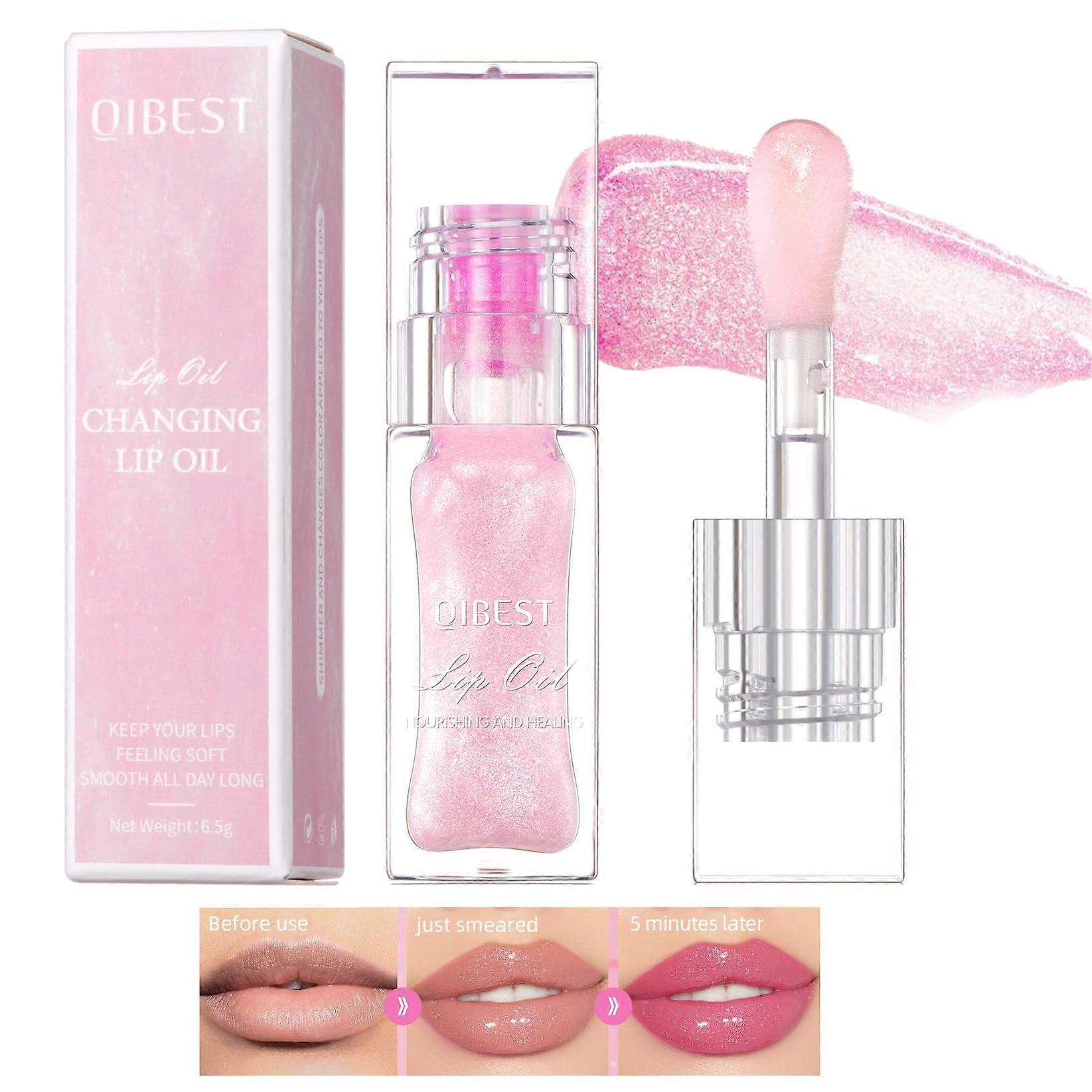Color Changing Lip Gloss and Glitter Lip Oil Set with TemperatureResponsive Color and Shine Finish