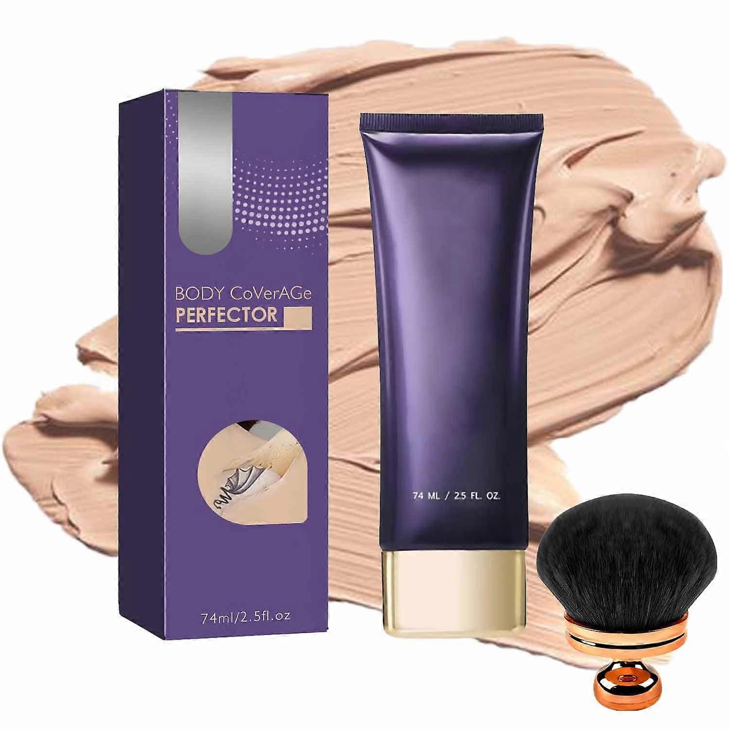 Body Concealer Waterproof Full Coverage Foundation with Brush Long Lasting Sweatproof 1pc