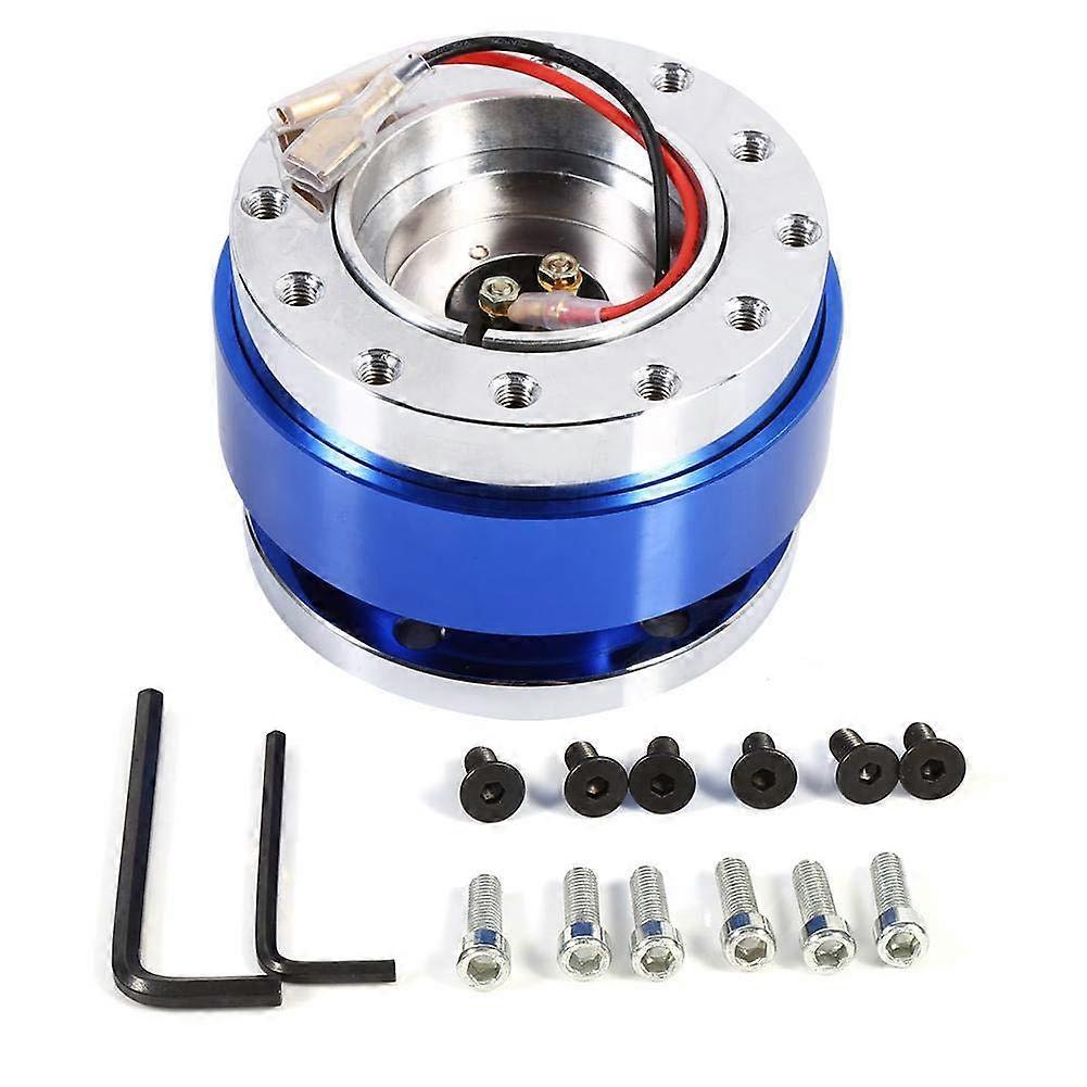 Universal Quick Release Steering Wheel Hub Adapter with Push Pin Lock, 6 Hole Blue Boss Kit