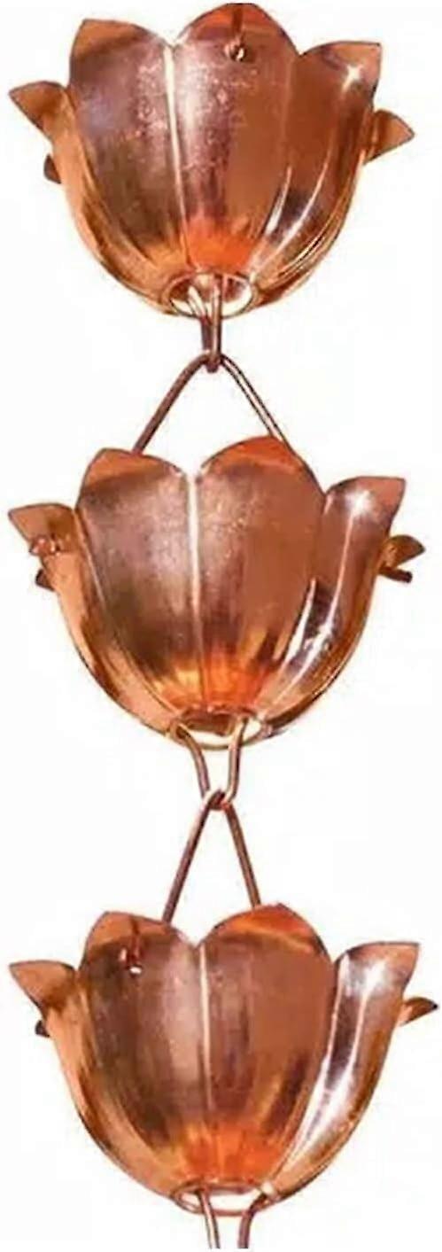 Copper Rain Chain for Downspouts with Cups, RustResistant, Decorative Waterfall Effect for Home