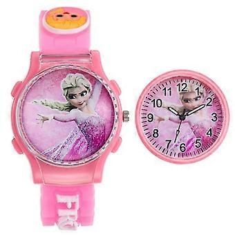 Children's Frozen Elsa Princess Watch, Cute Cartoon Character, Kids' Gift, Pink