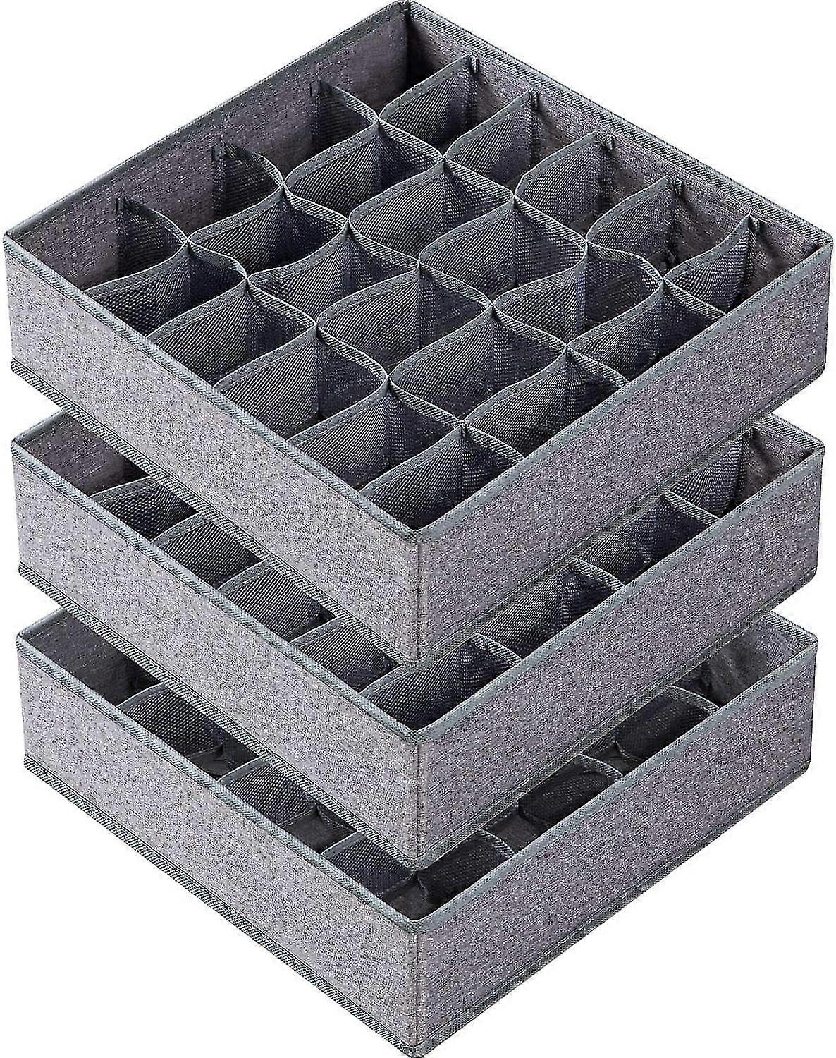 2026 3pcs household storage box - gray 24 grids