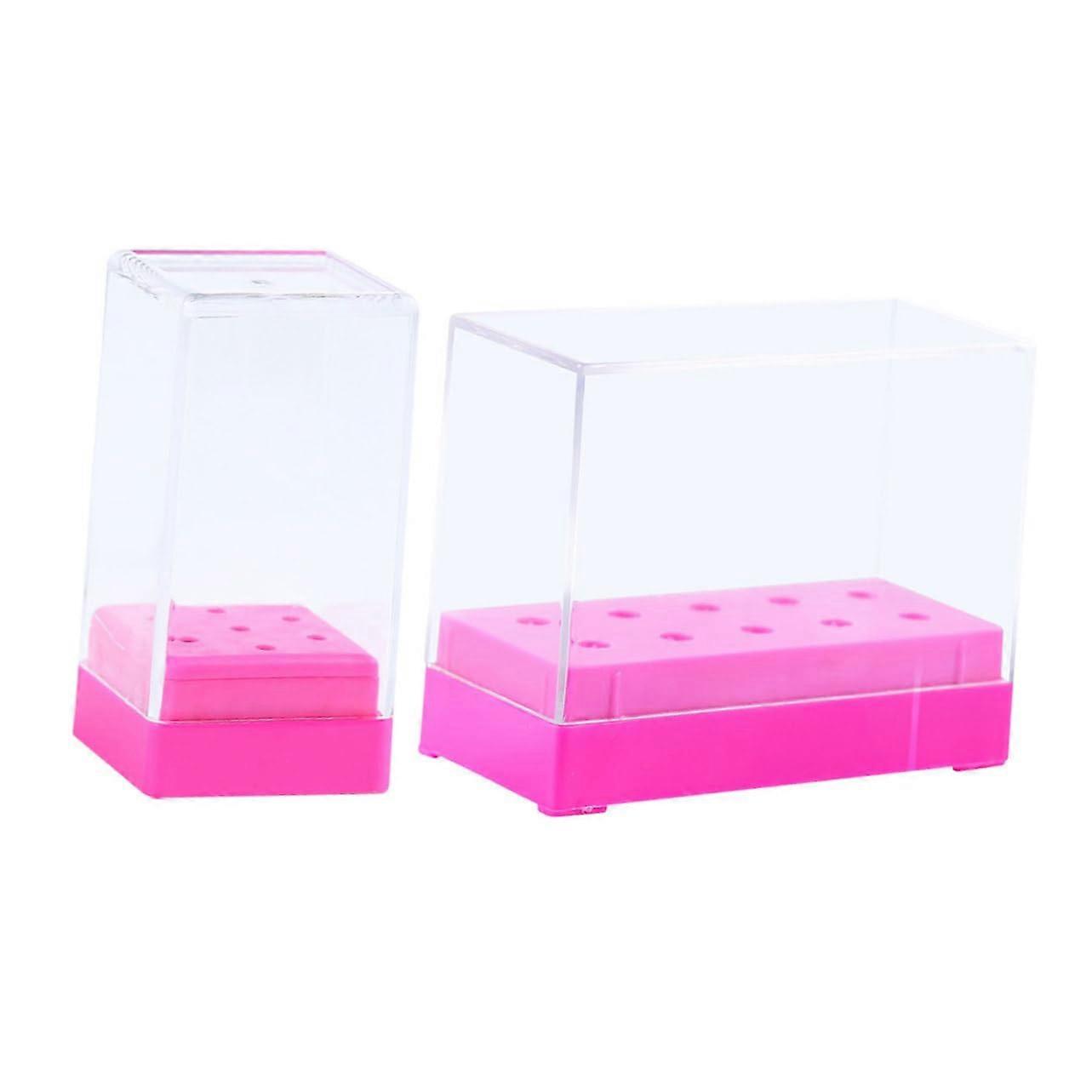 Nail Drill Bit Holder Organizer Box 2pcs Dustproof Storage for Ceramic and Tungsten Bits