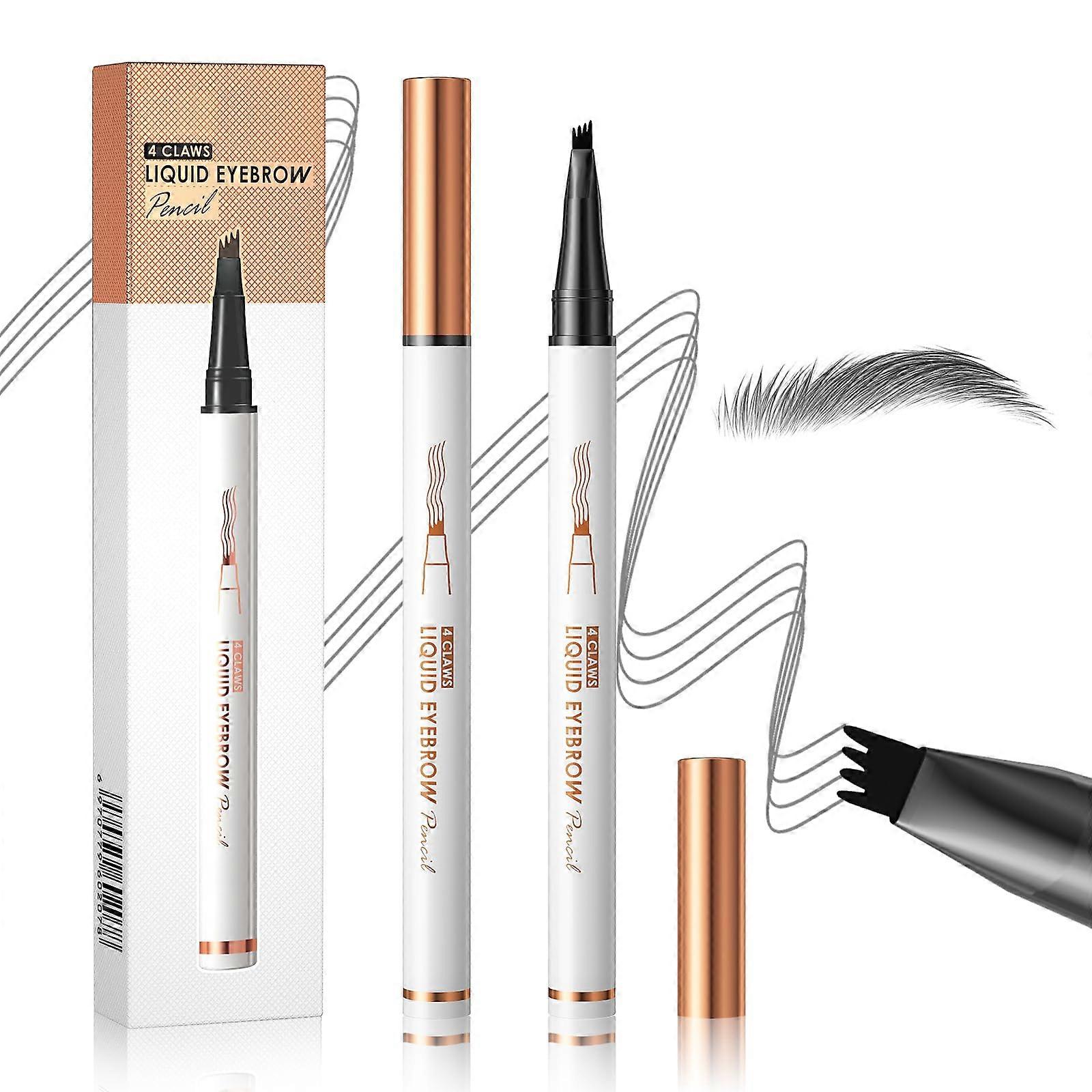 Waterproof Microblading Eyebrow Pencil with 4 Tips, Smudge Proof Long Lasting Natural Brow Pen