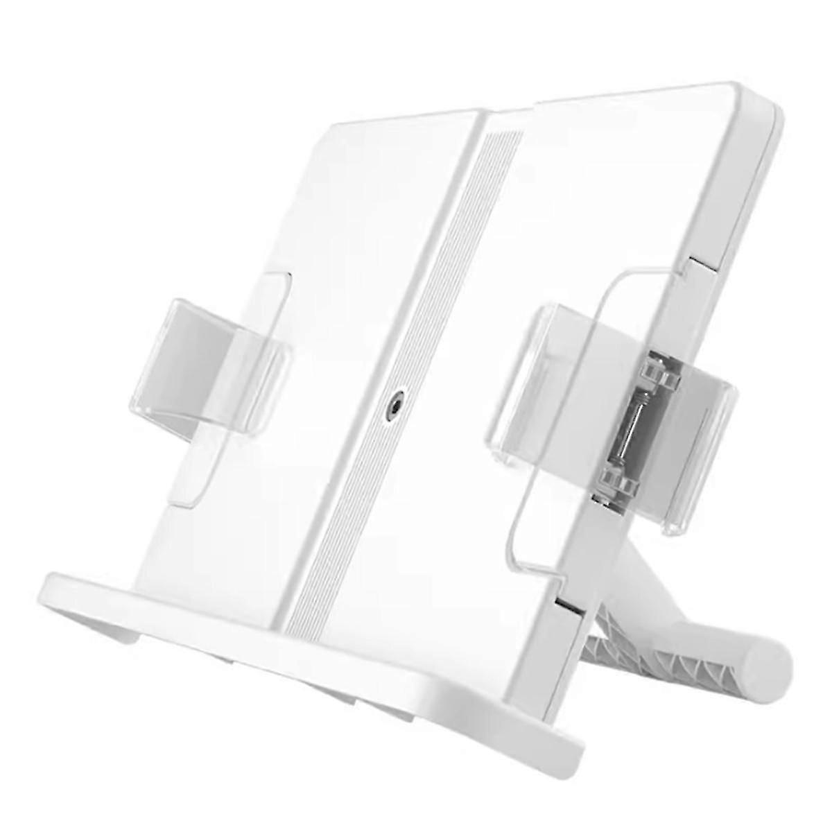 Hands-Free Book Stand - Adjustable, Expandable Holder for Comfortable Reading - 90 Angle, Transparent Page Clips