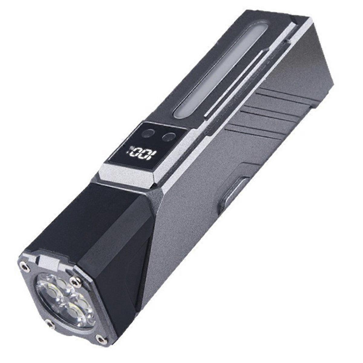 USB Rechargeable LED Flashlight Portable Tail Magnet Flashlight Super Bright RGB Camp Lantern Side C