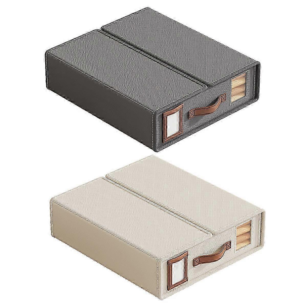 Foldable Breathable Moisture-Proof Storage Box Leather Handle for Storage Bed Organizer Box Bed Sheet Box 2pc
