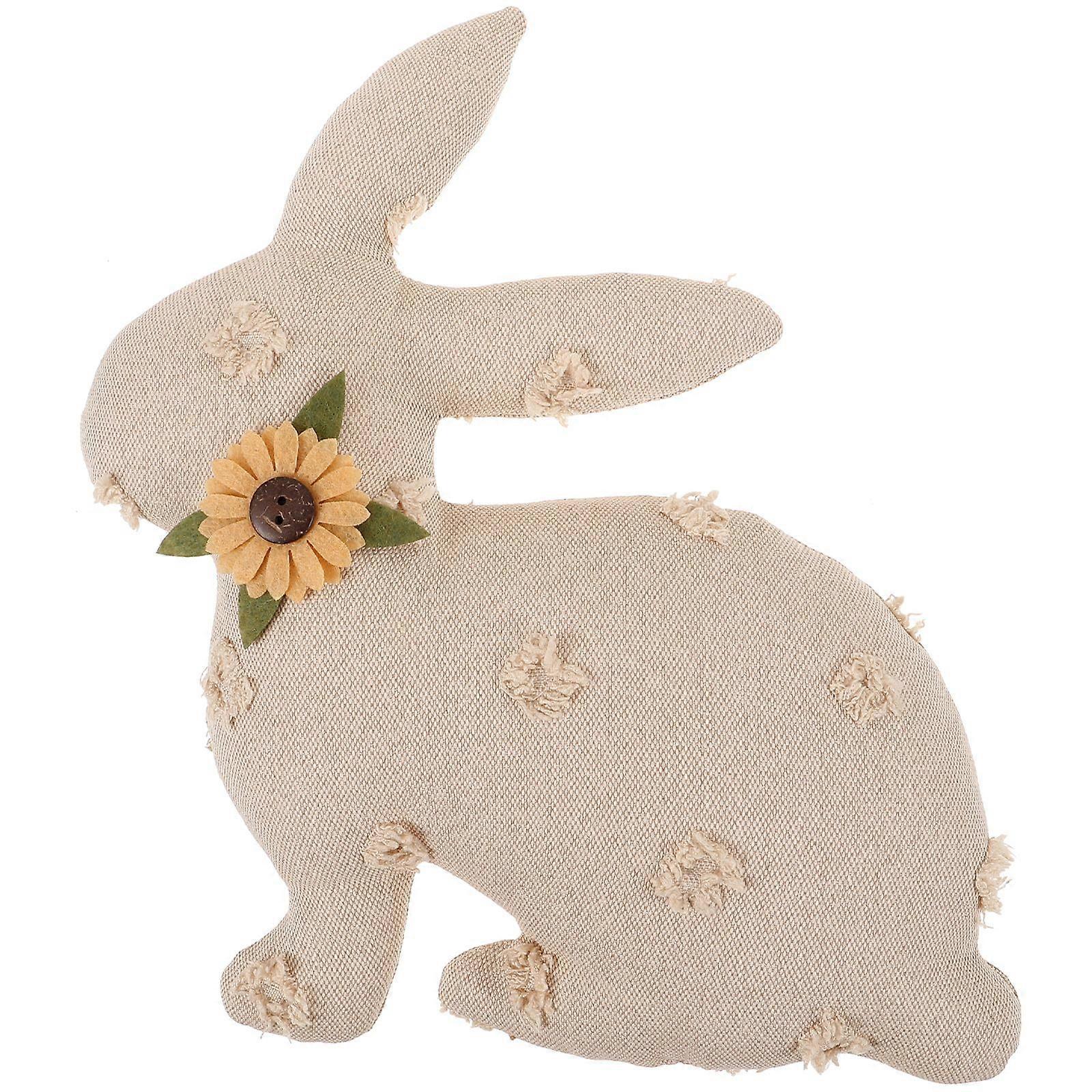 Easter Party Rabbit Ornament Rustic Style Stuffed Bunny Decor Tabletop Plush Rabbit Decoration