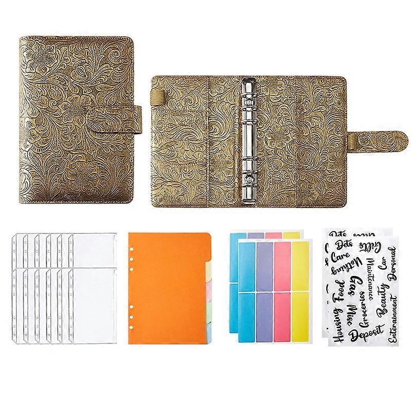 A5 YMX-007 PU Leather Budget Binder Notebook Embossed Model Handbook