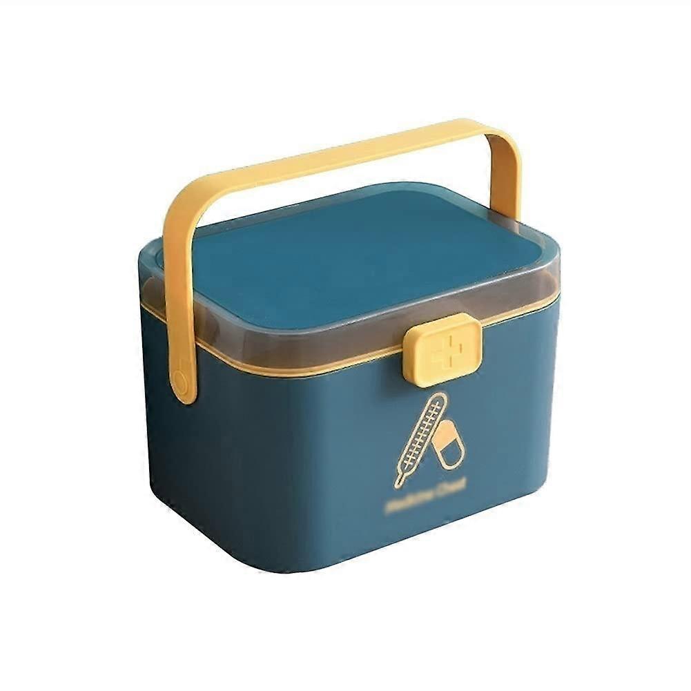 First Aid Box with Handle, MultiLayer Organizer, Dustproof, SBlue for Home Travel Camping