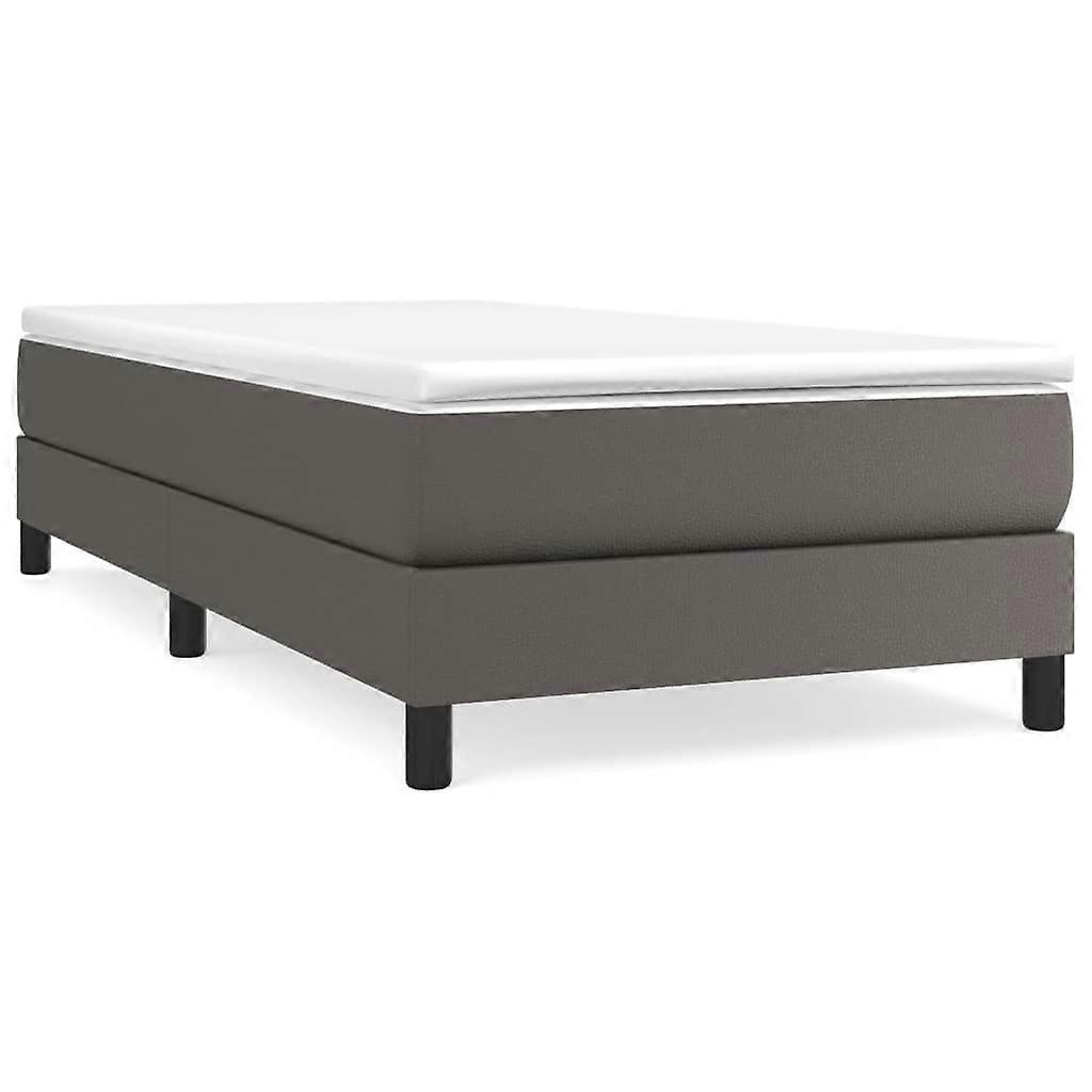 vidaXL Boxspring bed kunstleer grijs 90x200 cm