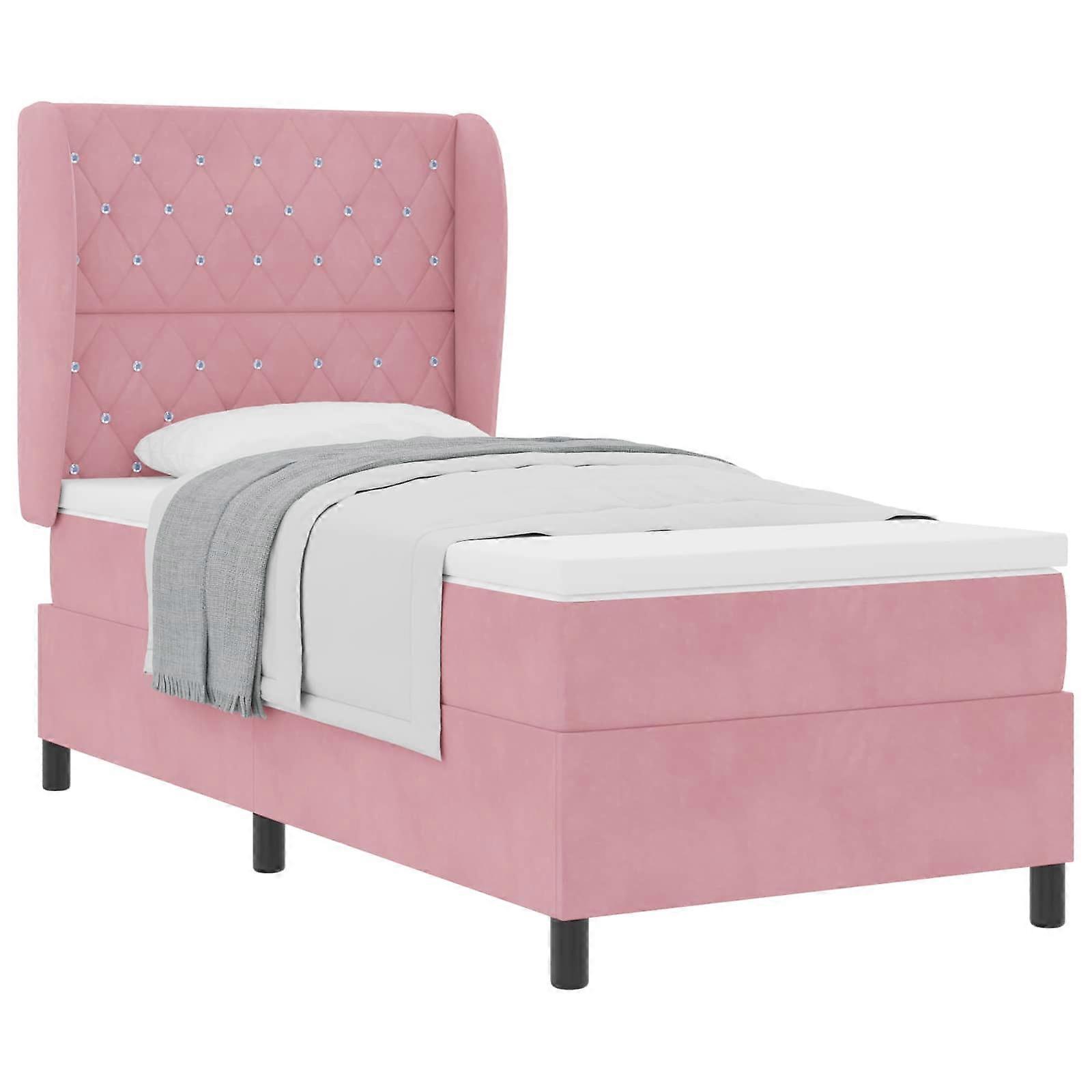vidaXL Boxspringbed met matras Roze 190 x 90 cm Polyester