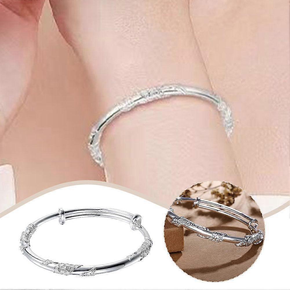 Pure Sterling Silver Bangle Cuff Bracelets, Adjustable Bracelets Handmade D3P7