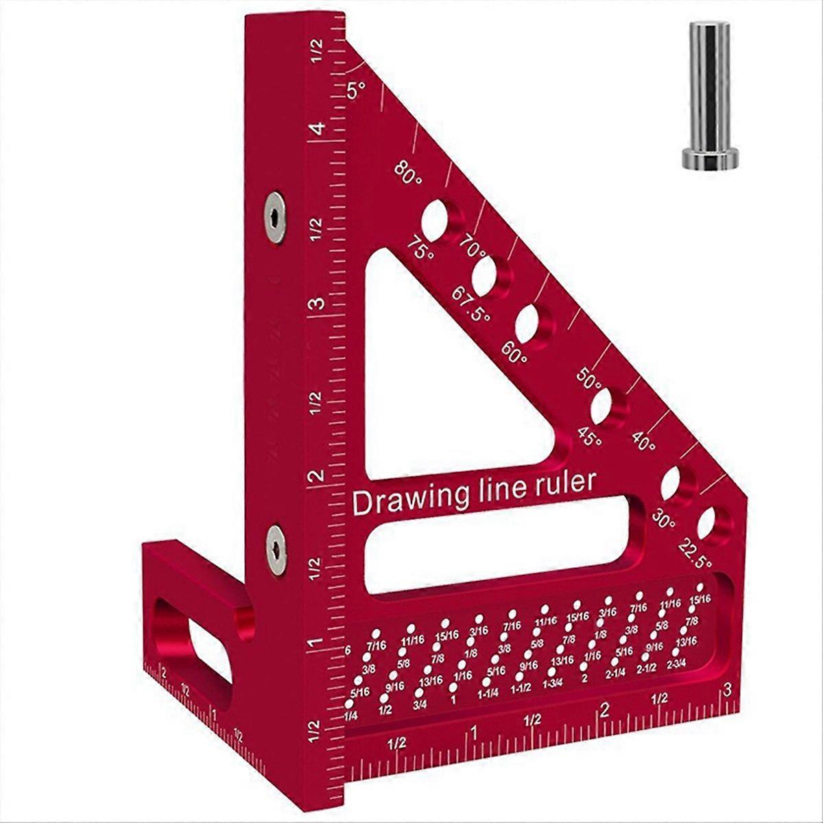 Woodworking Carpenter Square Hole Scribing Ruler Measuring Ruler