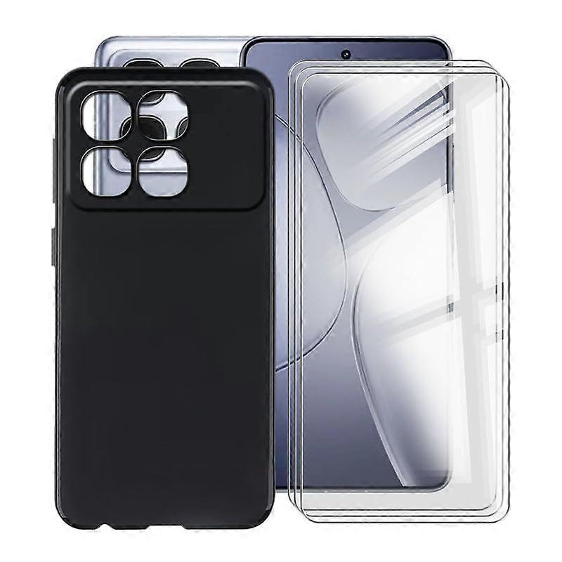 Shockproof Slim Silicone Case with 3 Pack Screen Protectors Black for Redmi K70 Ultra