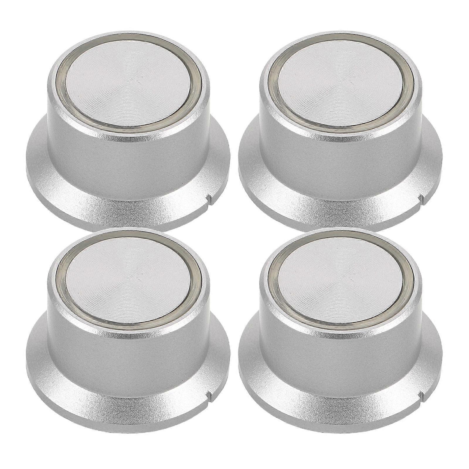 4Pcs Audio Amplifier Volume Control Rotary Knobs Silver Plastic
