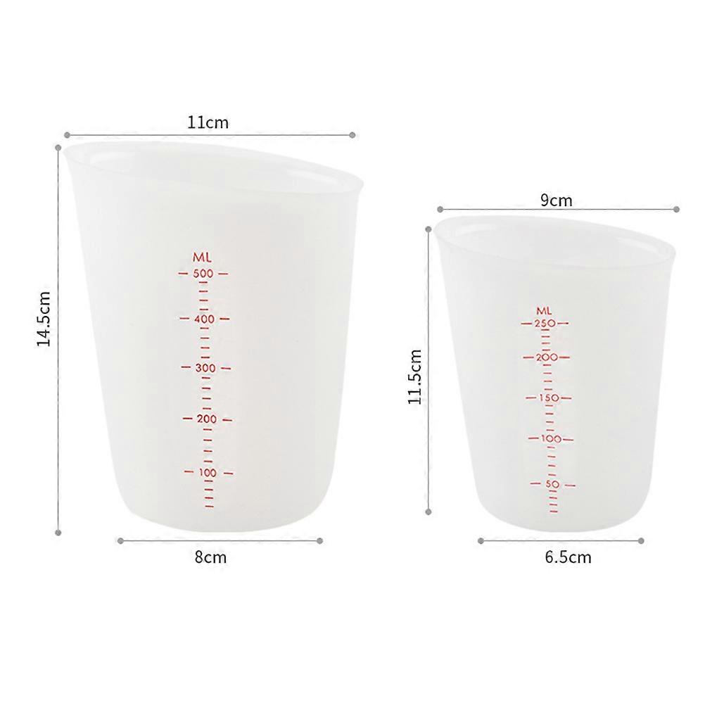 White Measuring Cup Silicone Beaker for Baking Use 2Pcs with Scale Graduations